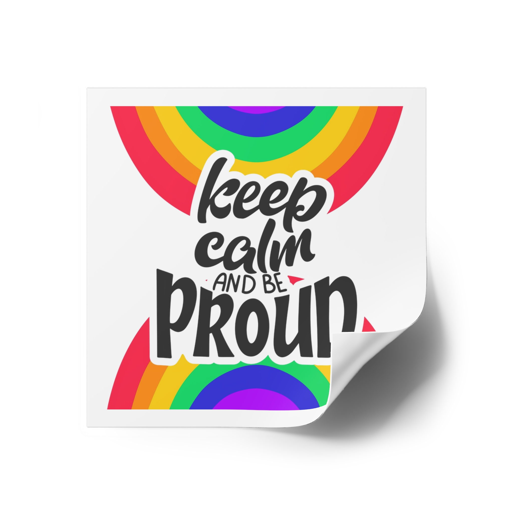 Keep Calm Be Proud Lgbt Lettering Quote Pride Poster Concept With Colorful Rainbow Vector Laminate Stickers Square - Image 30