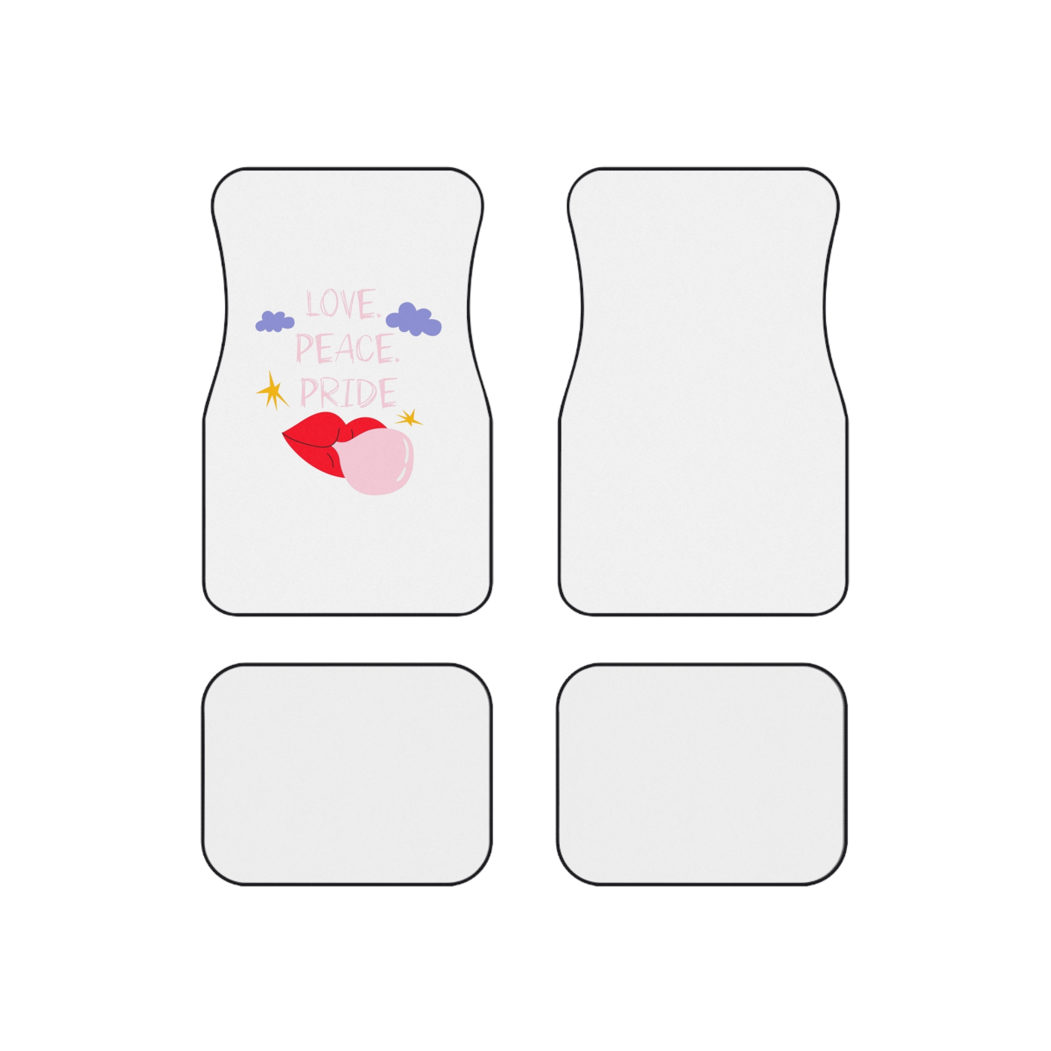 Pride Month Cartoon Funky Card Lgbt Festive Groovy Retro Poster Tolerance Freedom Car Mats Set Of 4