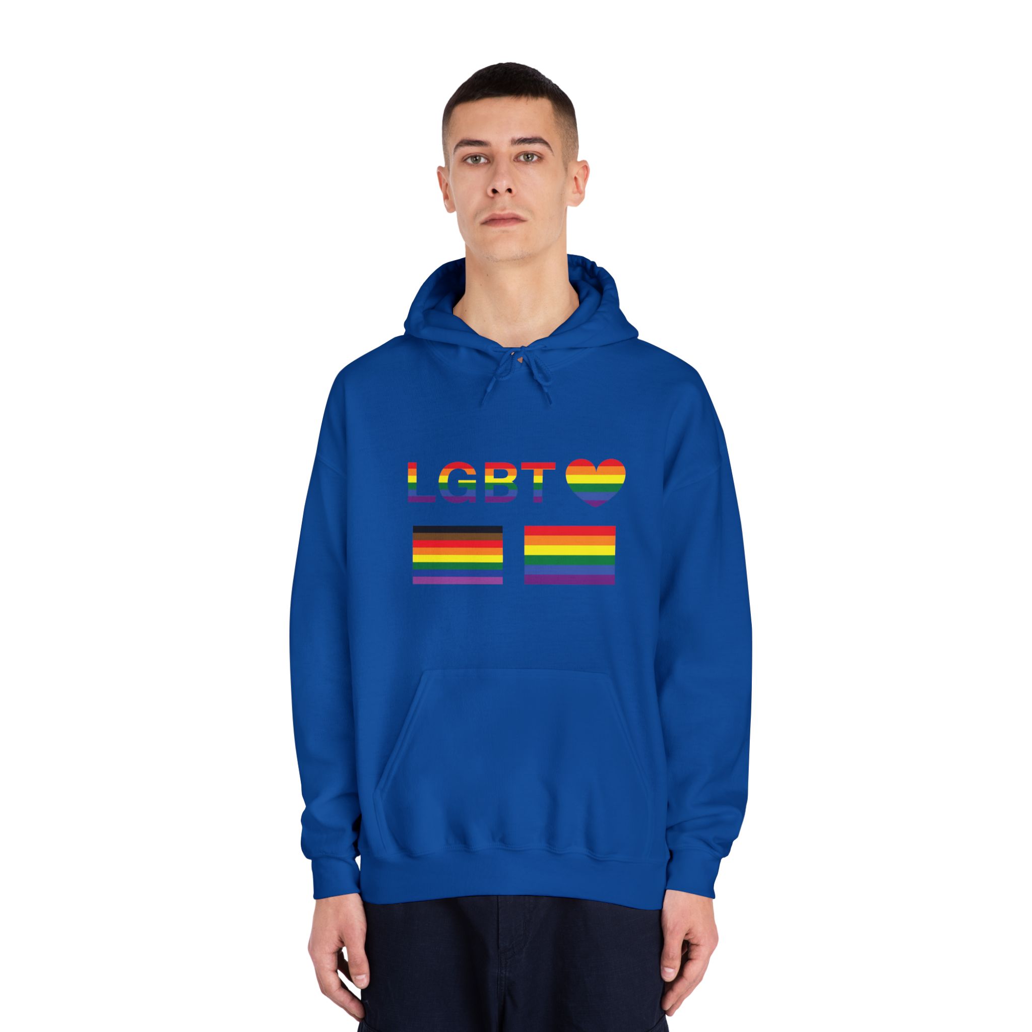 Lgbt Word Text Letter With Heart Rainbow Color Flag Isolated White Background Vector Illustrati Unisex Dryblend Hooded Sweatshirt - Image 27