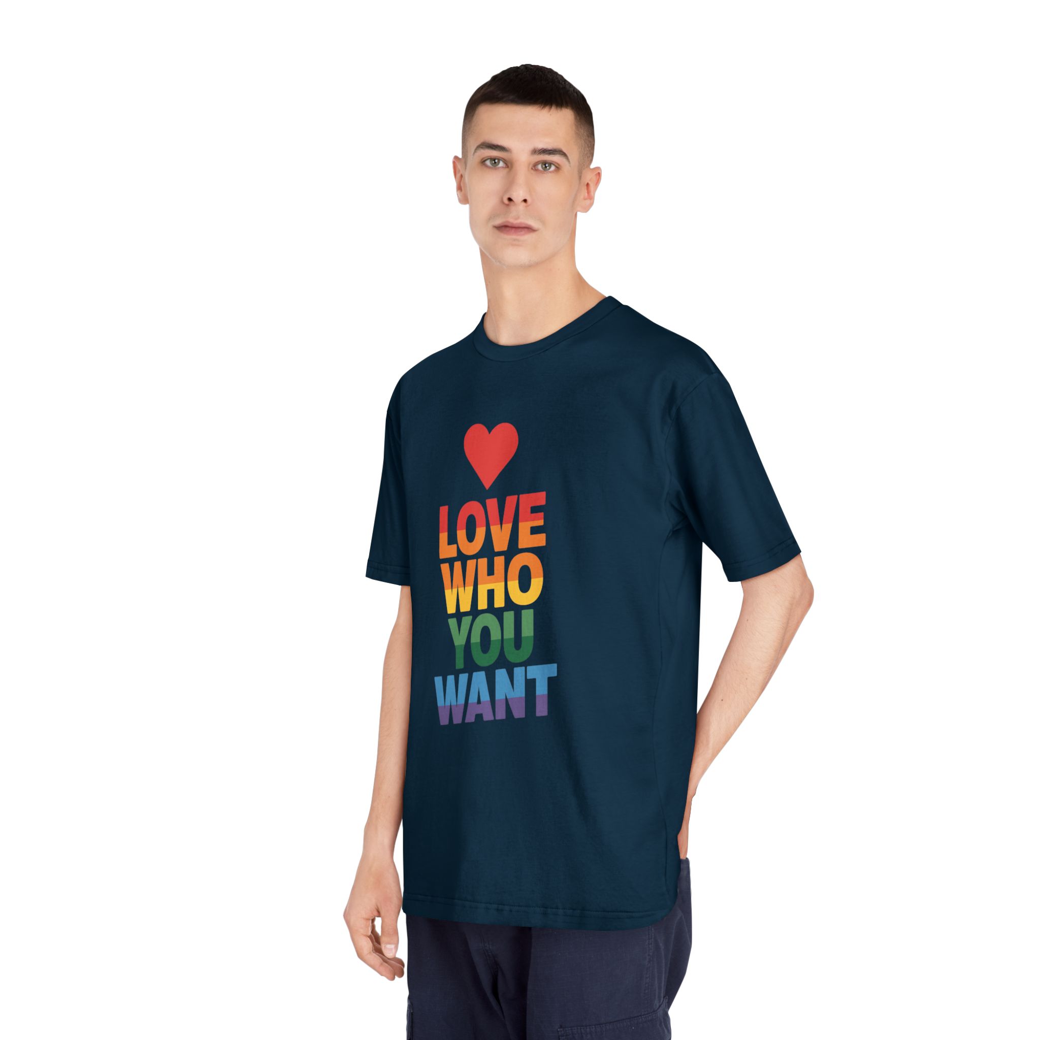 Rainbowcolored Text With Heart Symbol Saying Love Who You Want - Unisex Classic Crewneck T Shirt - Image 20