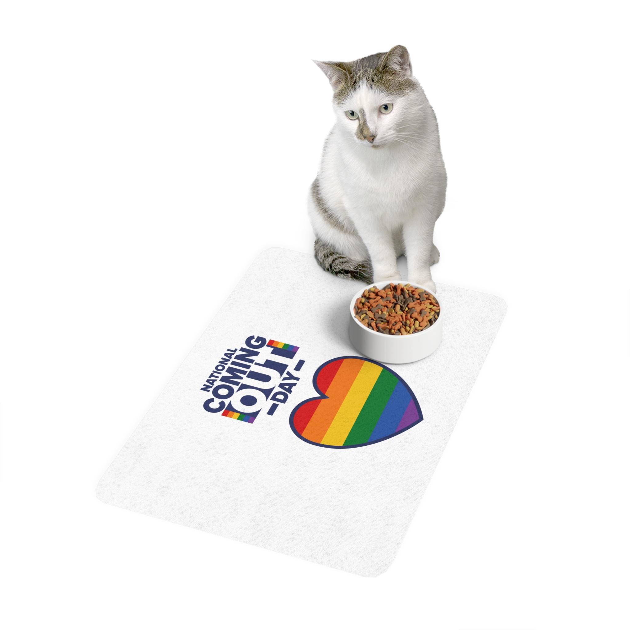 Coming Out Day Pride Month Lgbt Rainbow Flag Diversity Equality Free Love Vector Poster Pet Food Mat 12x18 - Image 3