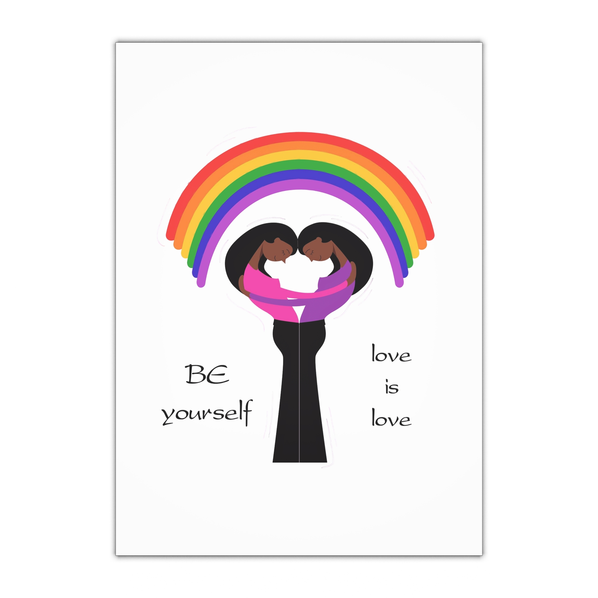 Poster Two Girls Hugging With Rainbow Gift Wrapping Paper Sheets 1pc