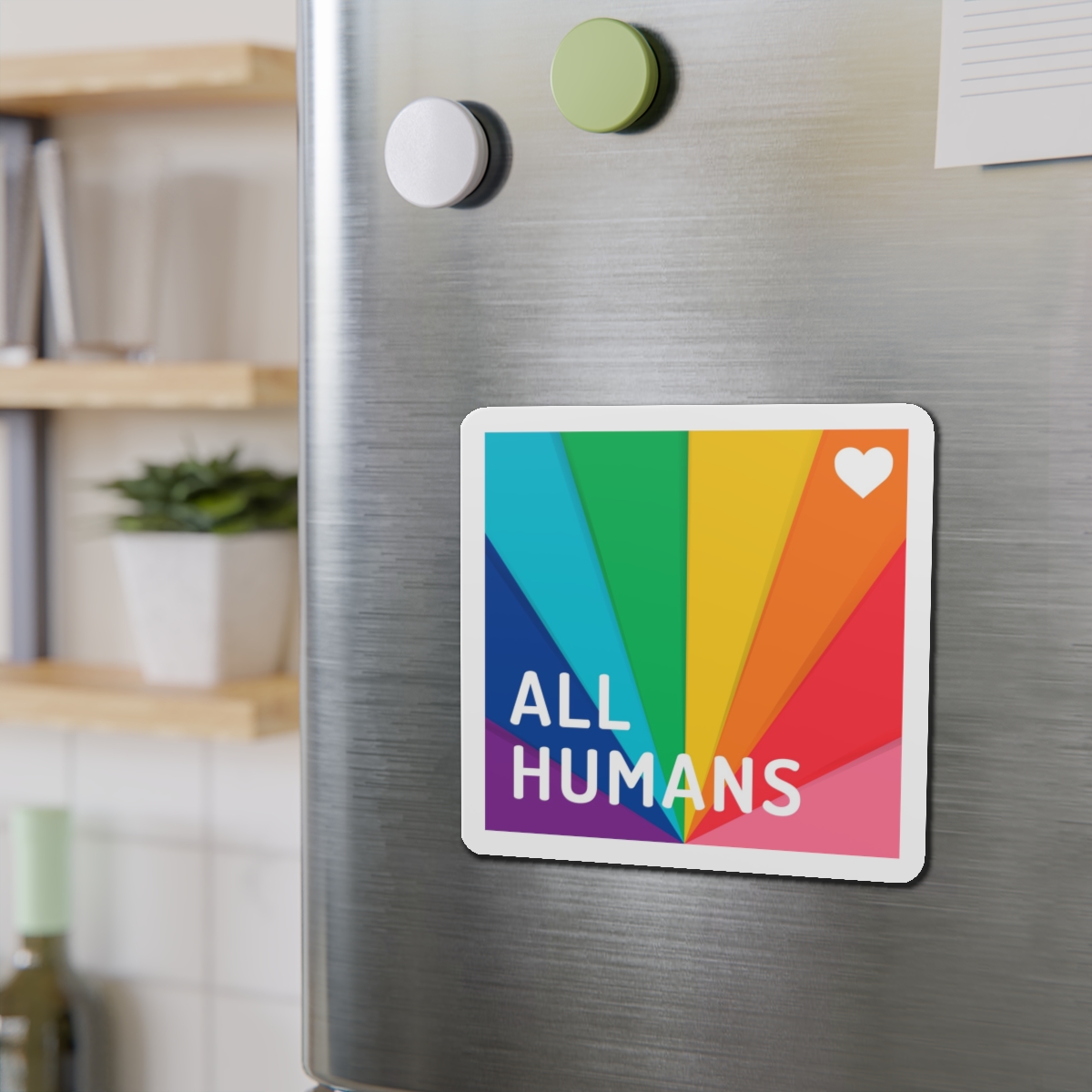 Rainbow Colored Background With All Humans Concept Pride Month Die Cut Magnets - Image 12