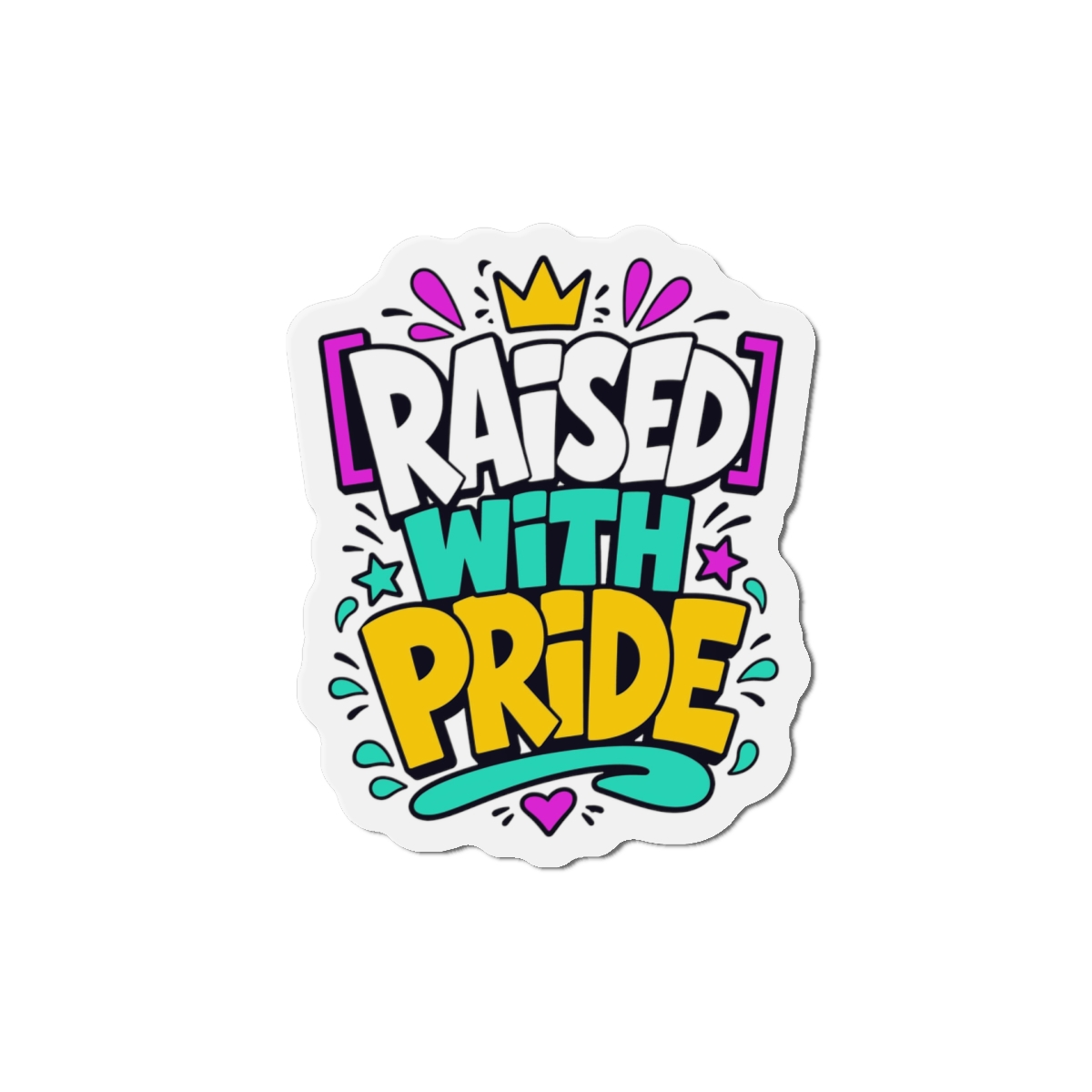Raised With Pride Text Effect Die Cut Magnets - Image 10
