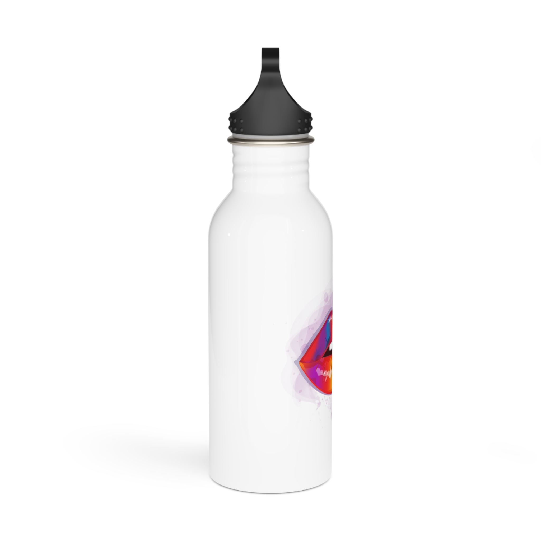 Rainbow Lips Lgbt Beautiful Fashionable Realistic Realistic Watercolor Style Print Vector Stainless Steel Water Bottle - Image 2