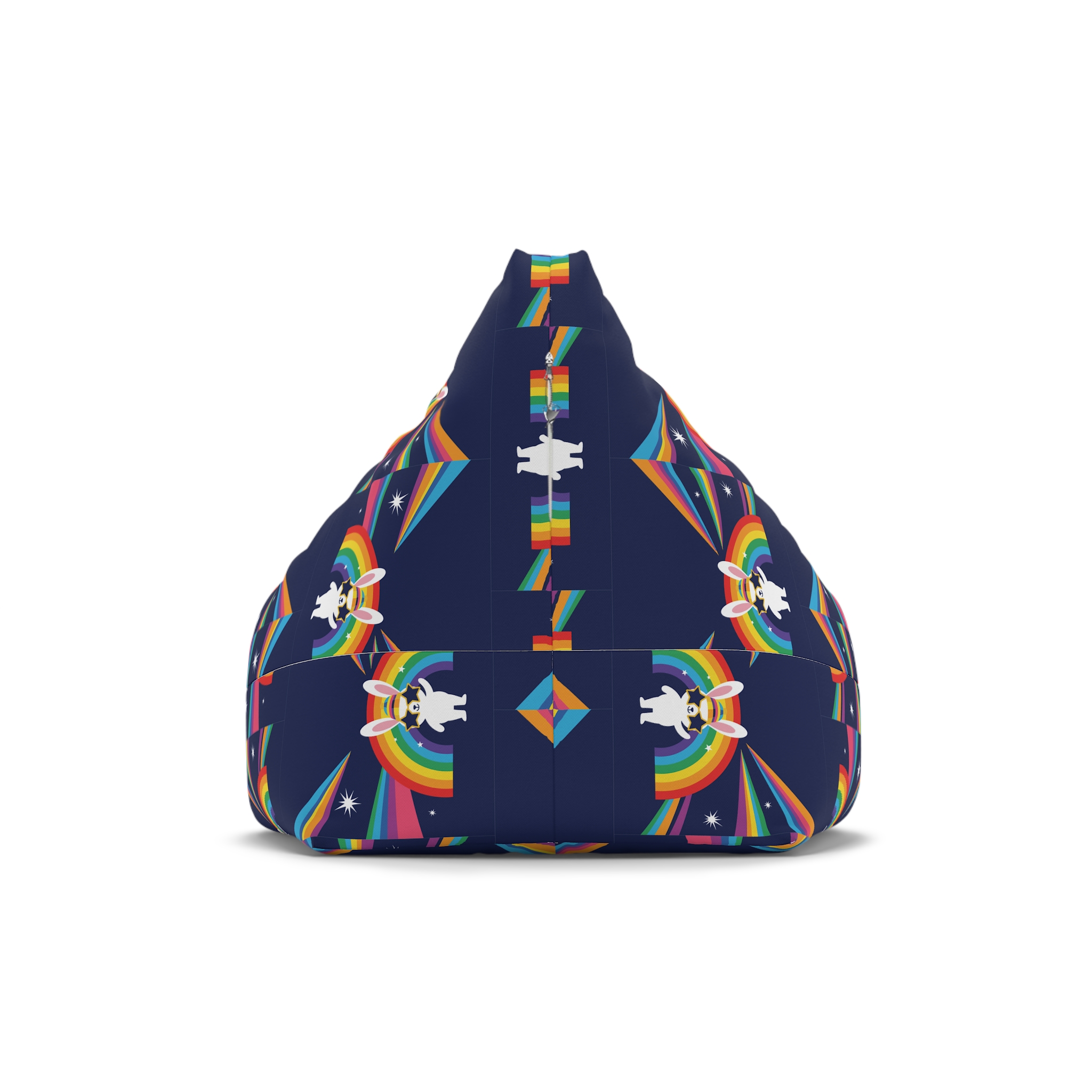 Happy Bunny With Rainbow Stars Bean Bag Chair Cover - Image 2