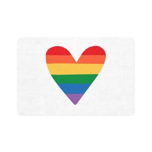 Vector Hand Drawn Lgbt Rainbow Flag Heart Pet Food Mat 12x18