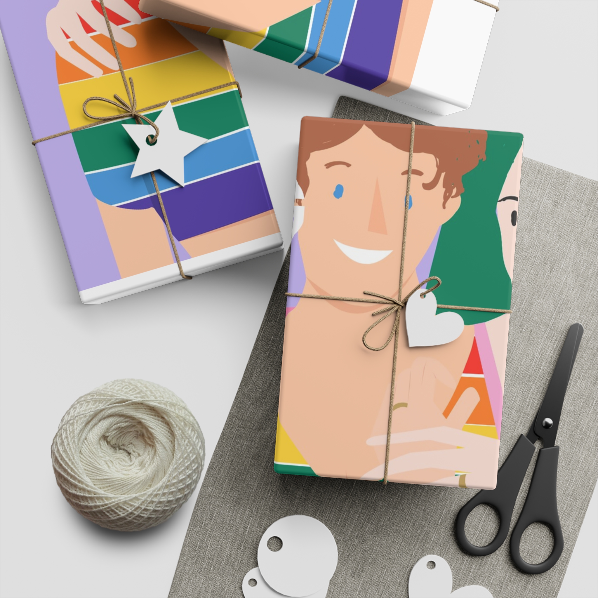 Lgbtq Gay Couple Banner Template Pride Month Gift Wrapping Paper Sheets 1pc - Image 5