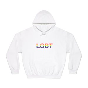 Lgbt Word Text Letter Rainbow Color Flag Isolated White Background Vector Illustration Unisex Dryblend Hooded Sweatshirt