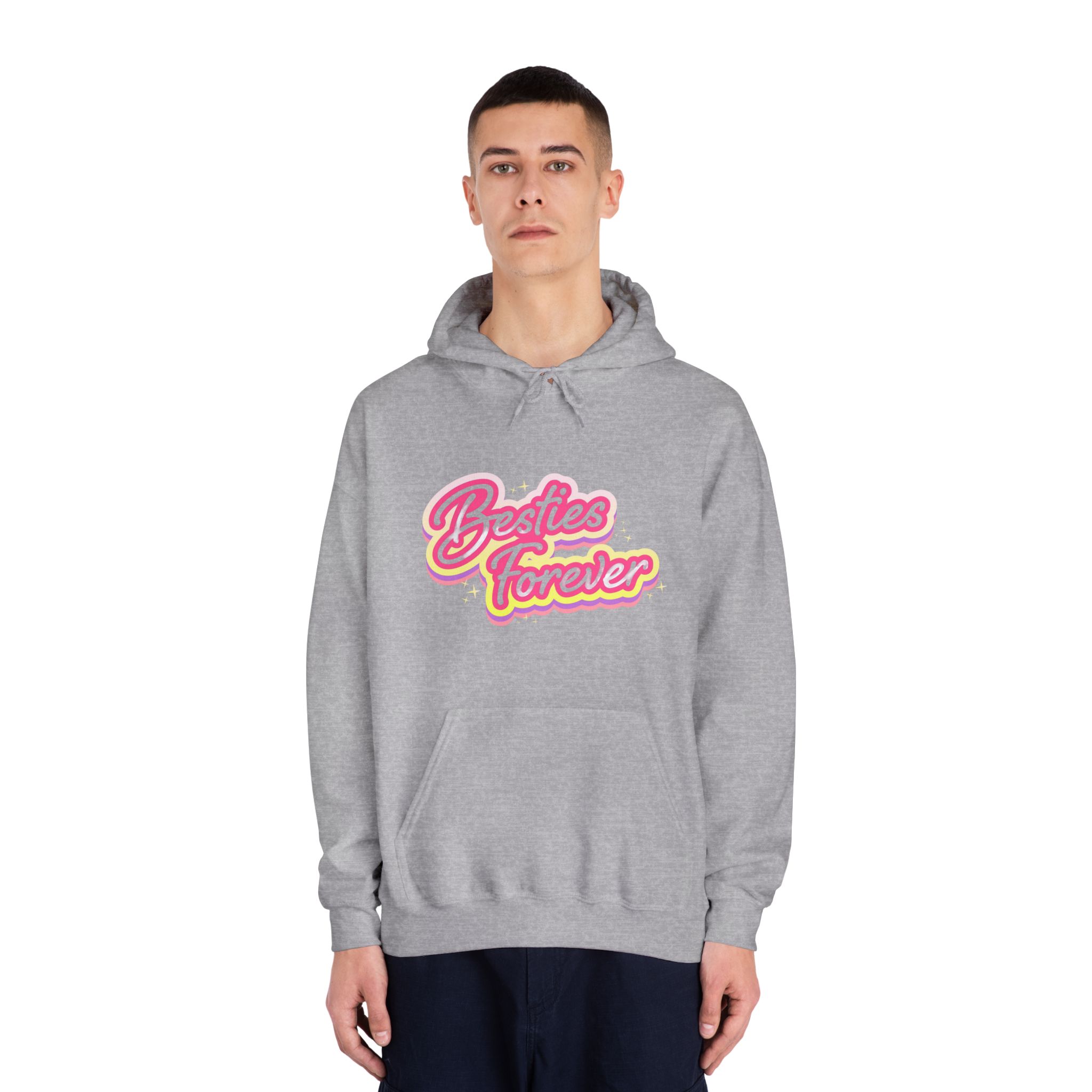 Pink Besties Forever Lettering Logo Unisex Dryblend Hooded Sweatshirt - Image 15