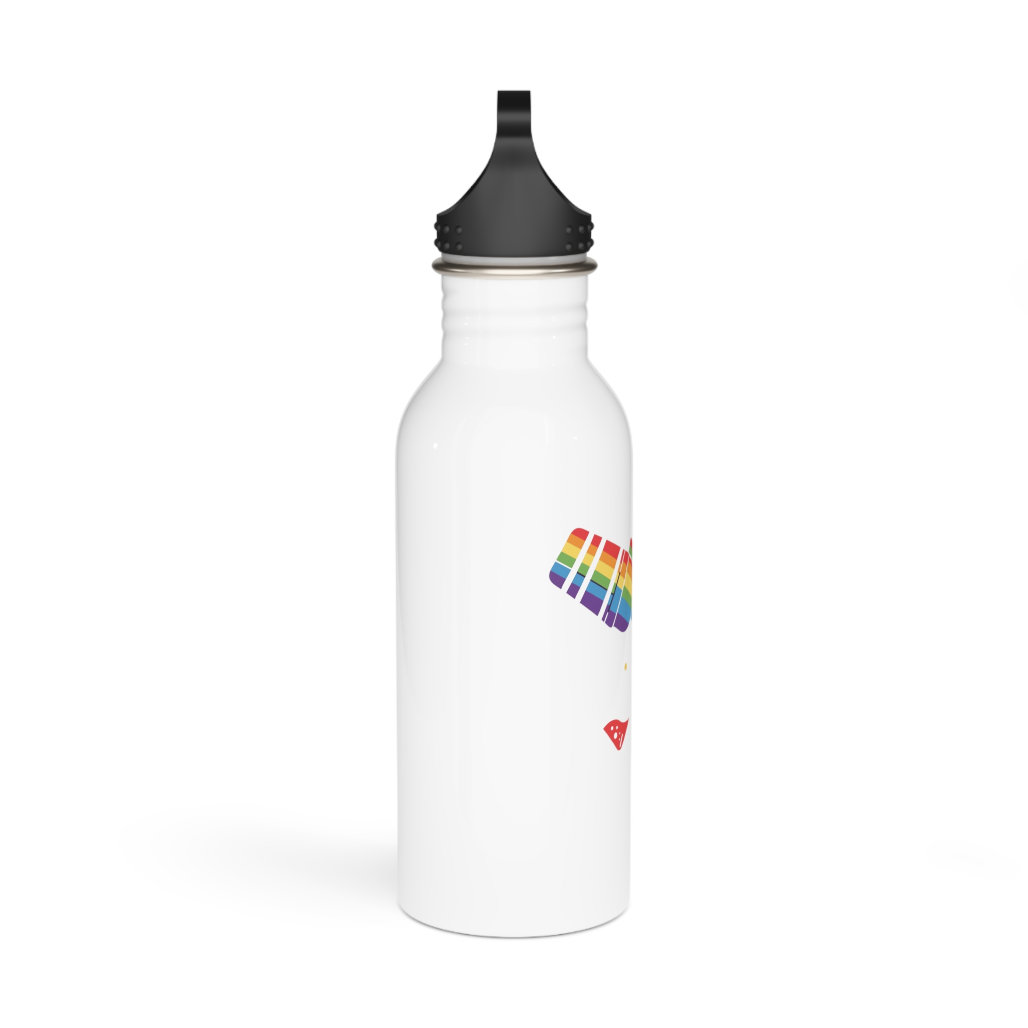 Rainbow Cocktail Shaker Pouring Drink With Heart Love Is Love Illustration Vector Stainless Steel Water Bottle - Image 2