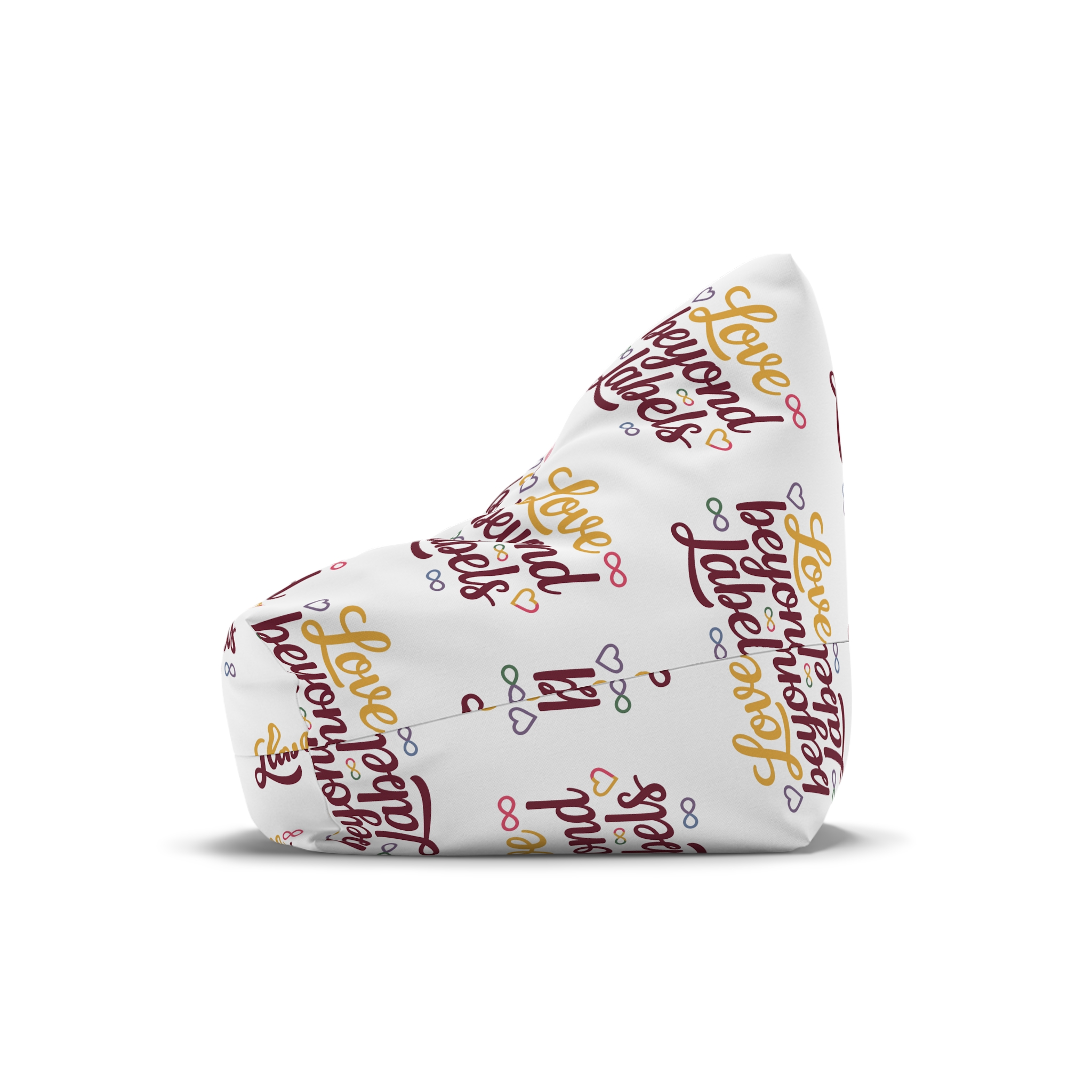 Love Beyond Labels T Shirt Design Isolated White Background Bean Bag Chair Cover - Image 4