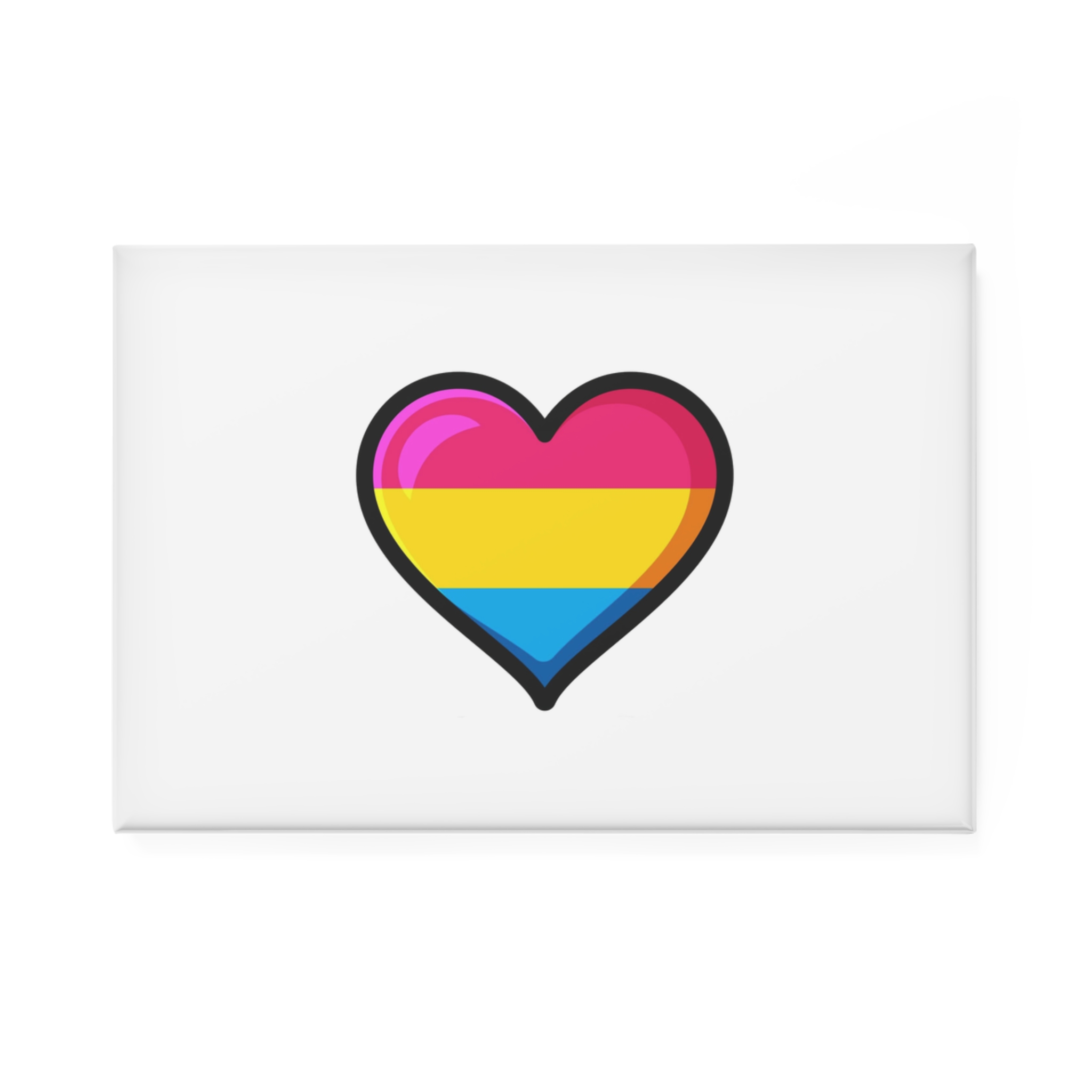 Pansexual Pride Flag Heart Shape Vector Illustration Button Magnet Rectangle 1 And 10 Pcs