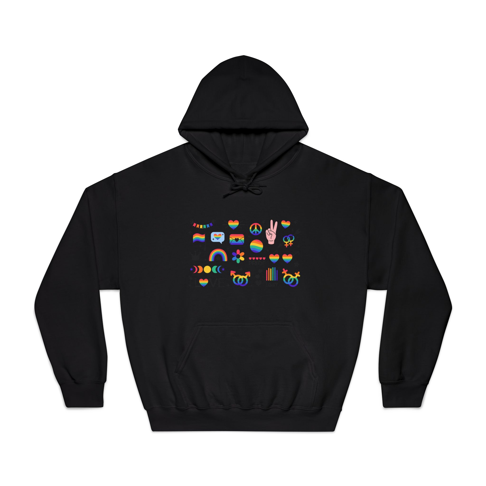 Lgbt Stickers Pack Doodle Style Lgbtq Set Lgbt Pride Community Symbols Rainbow Colored Element Unisex Dryblend Hooded Sweatshirt - Image 9