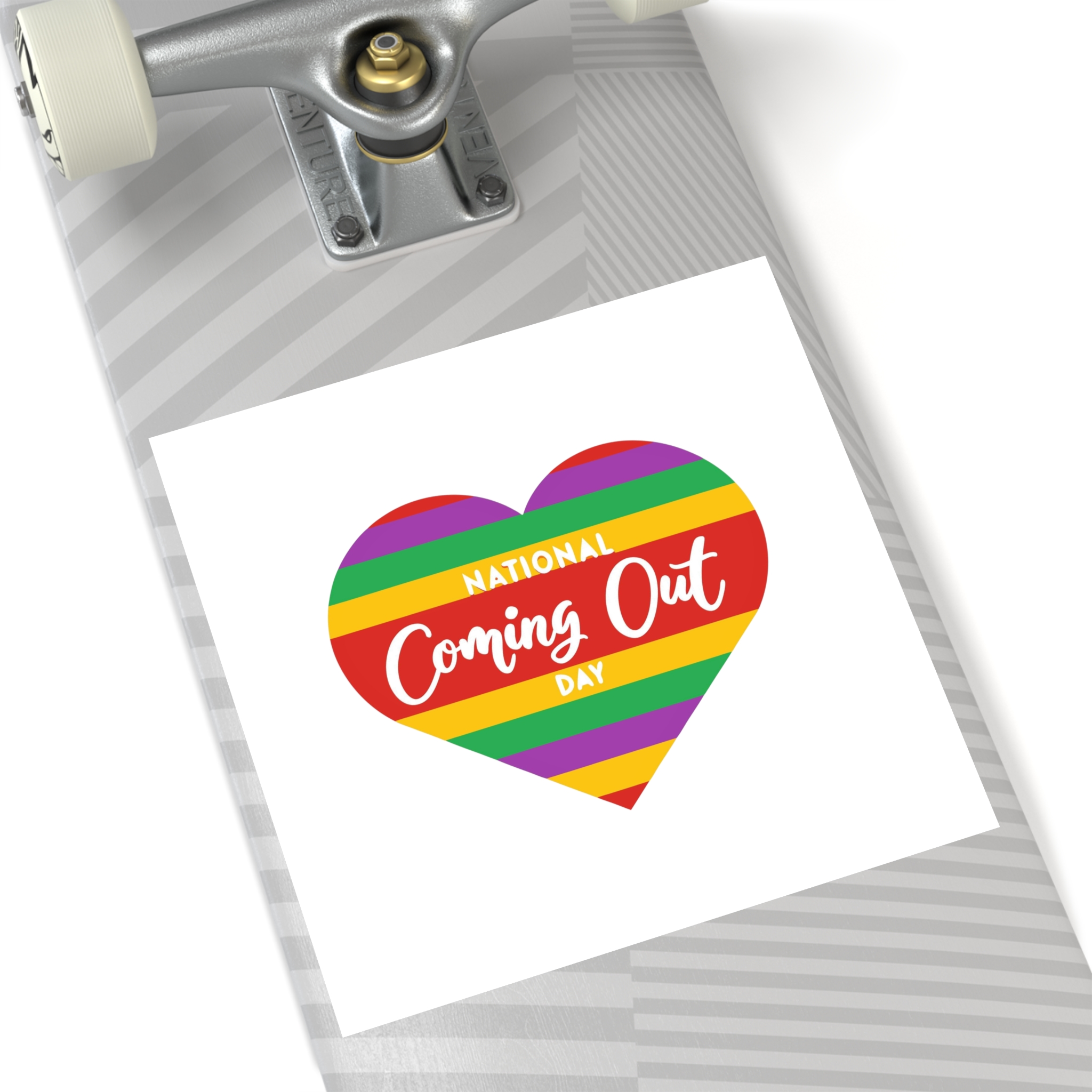National Coming Out Day Rainbow Heart With Text Pride Lgbtq Laminate Stickers Square - Image 64
