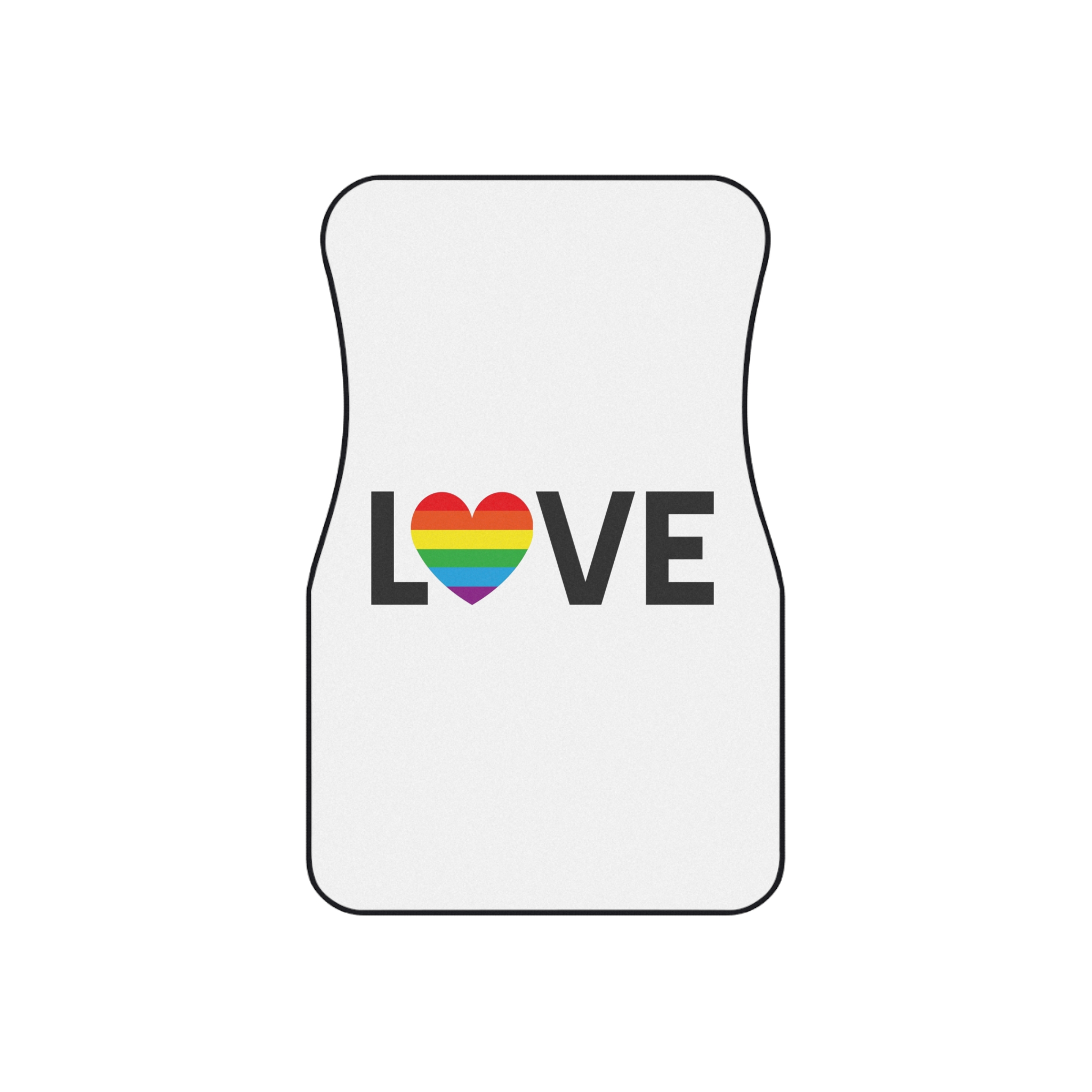 Vector Lgbt Rainbow Flag Love Heart Lettering Car Mats Set Of 4 - Image 2