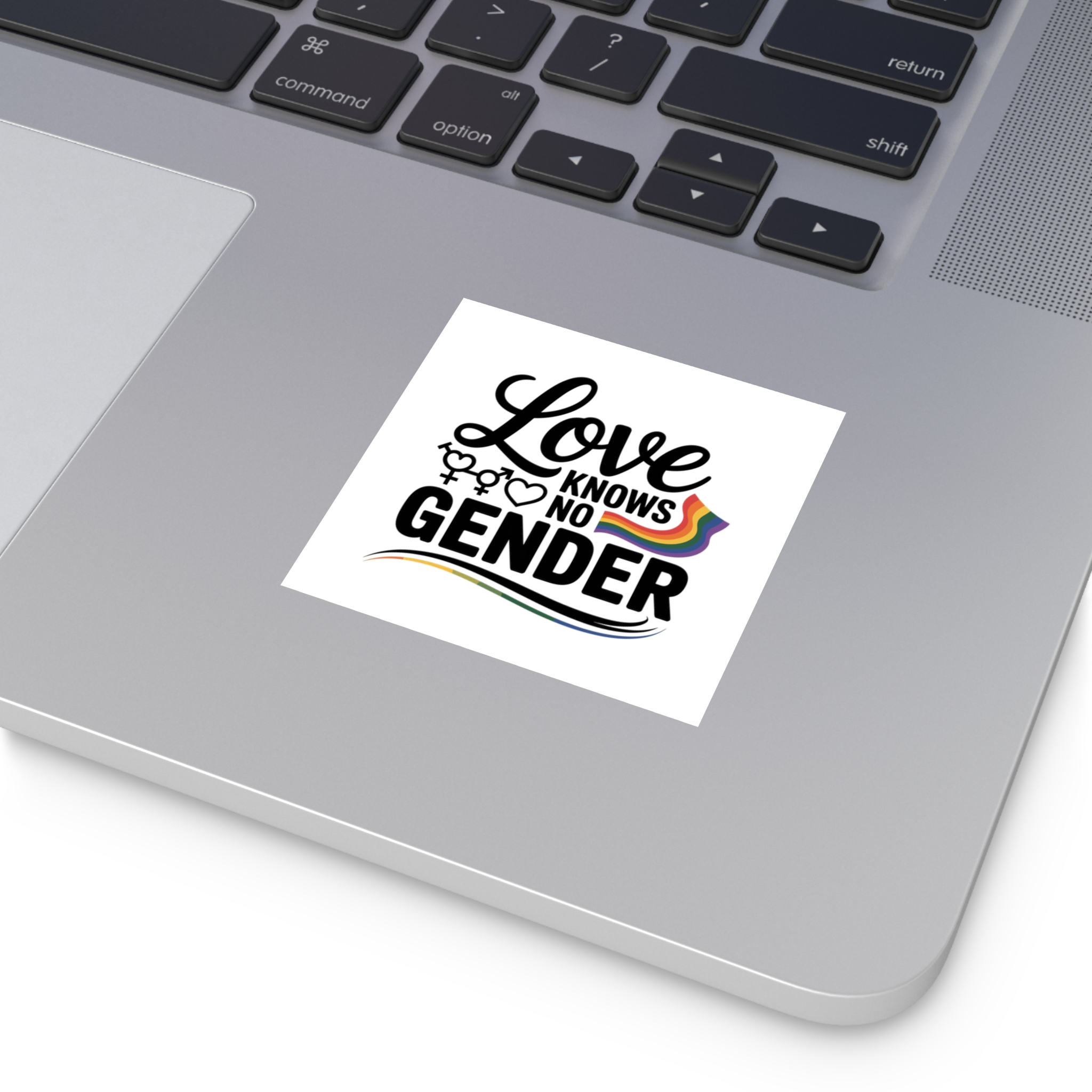Love Knows No Gender T Shirt Design Isolated White Background Laminate Stickers Square - Image 3