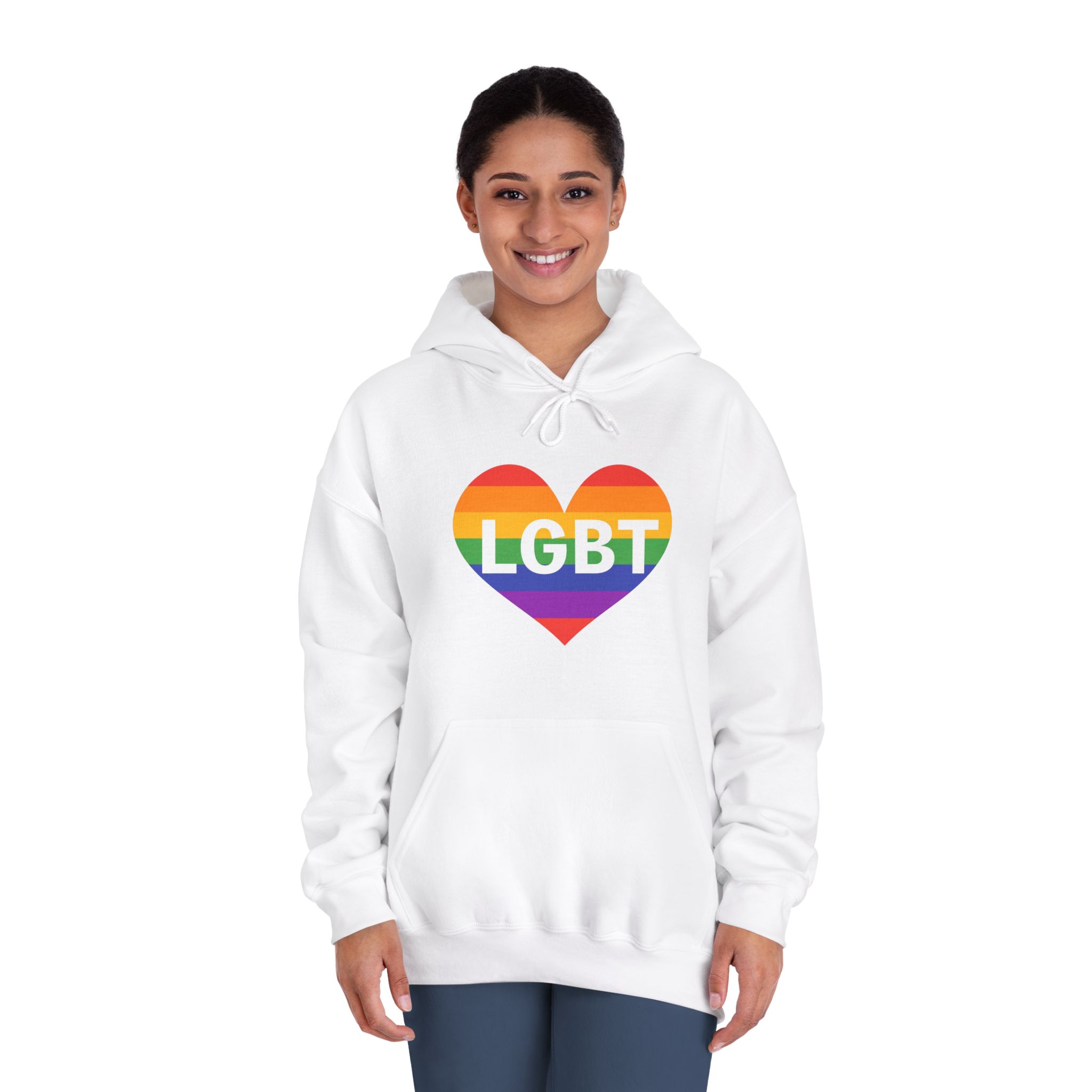 Lgbt Rainbow Colors Heart Mark Lgbt Letters Unisex Dryblend Hooded Sweatshirt - Image 4
