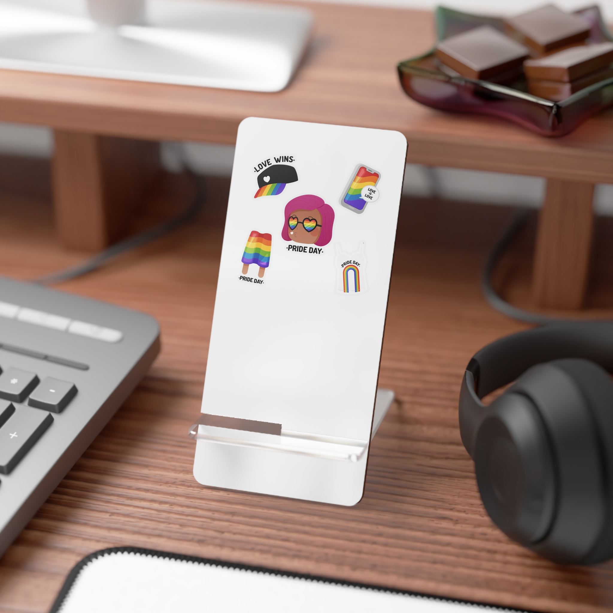 Flat Pride Day Badge Collection Mobile Display Stand For Smartphones - Image 3