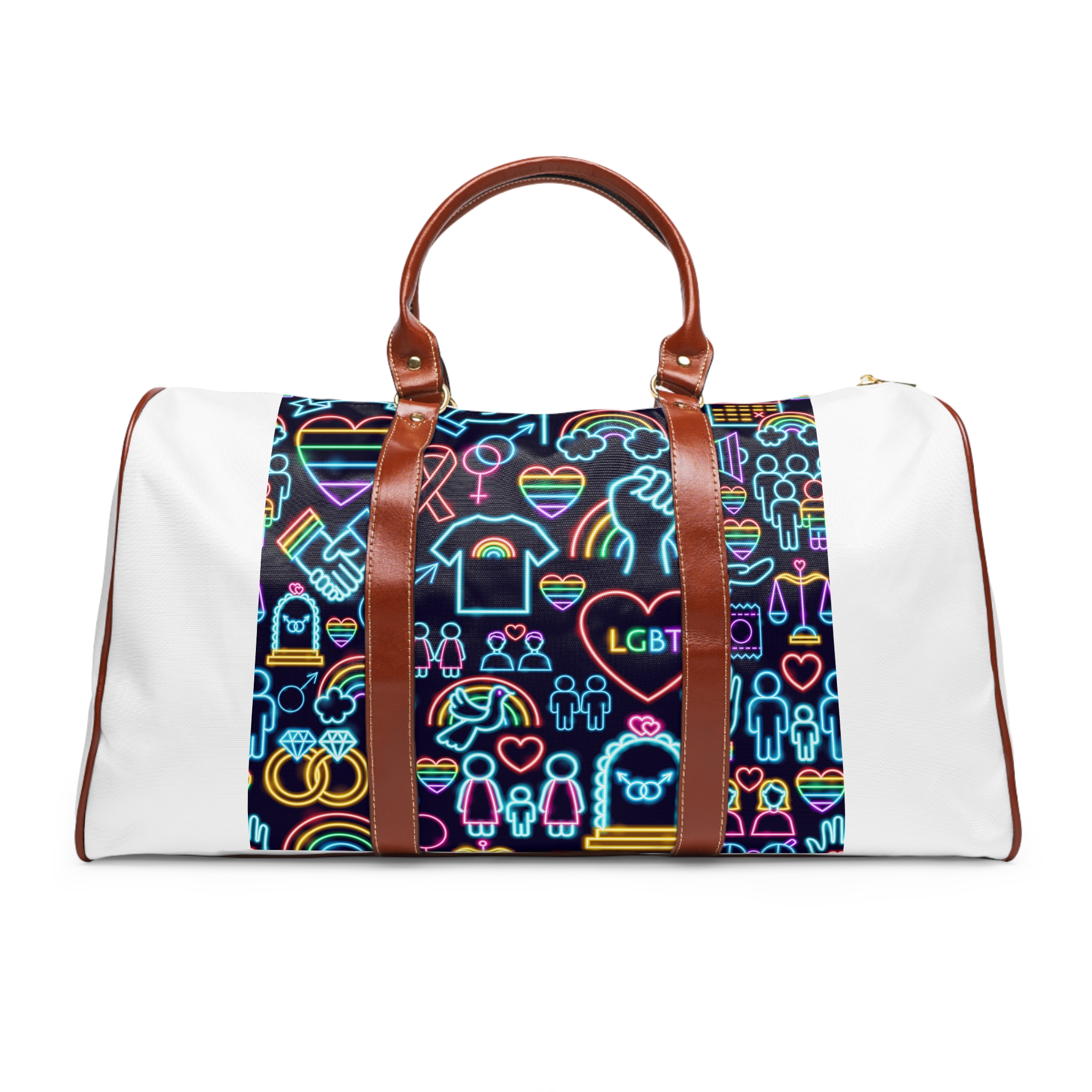 Lgbt Seamless Neon Pattern Waterproof Travel Bag