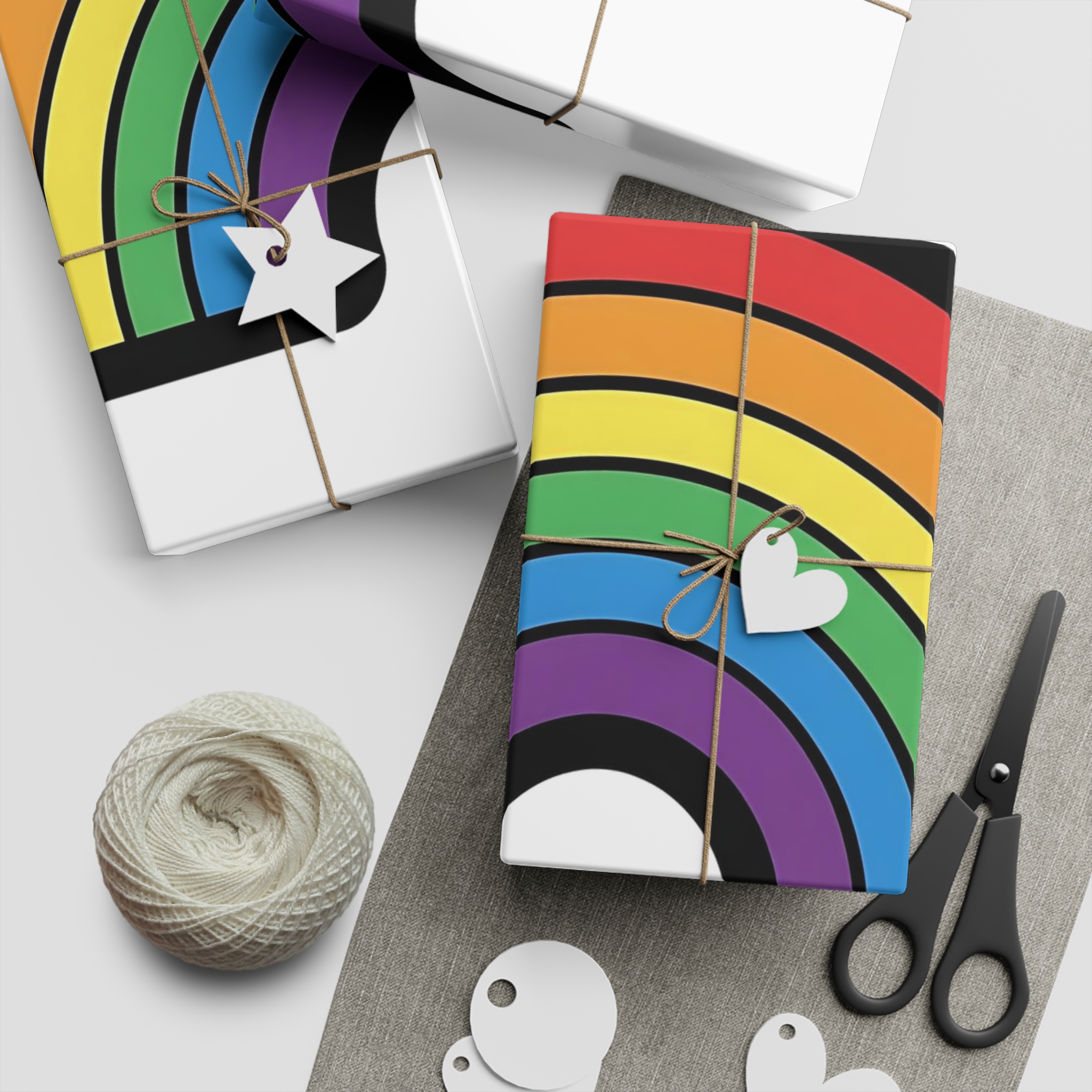 Colorful Rainbow Illustration White Background Gift Wrapping Paper Sheets 1pc - Image 5