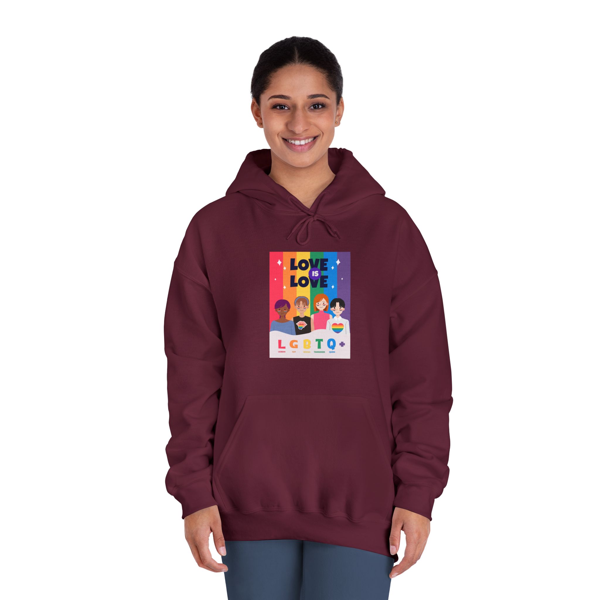 Lgbtq Pride Month Poster Vector With Diverse Characters Rainbow Celebrate Love Inclusivity Unisex Dryblend Hooded Sweatshirt - Image 20