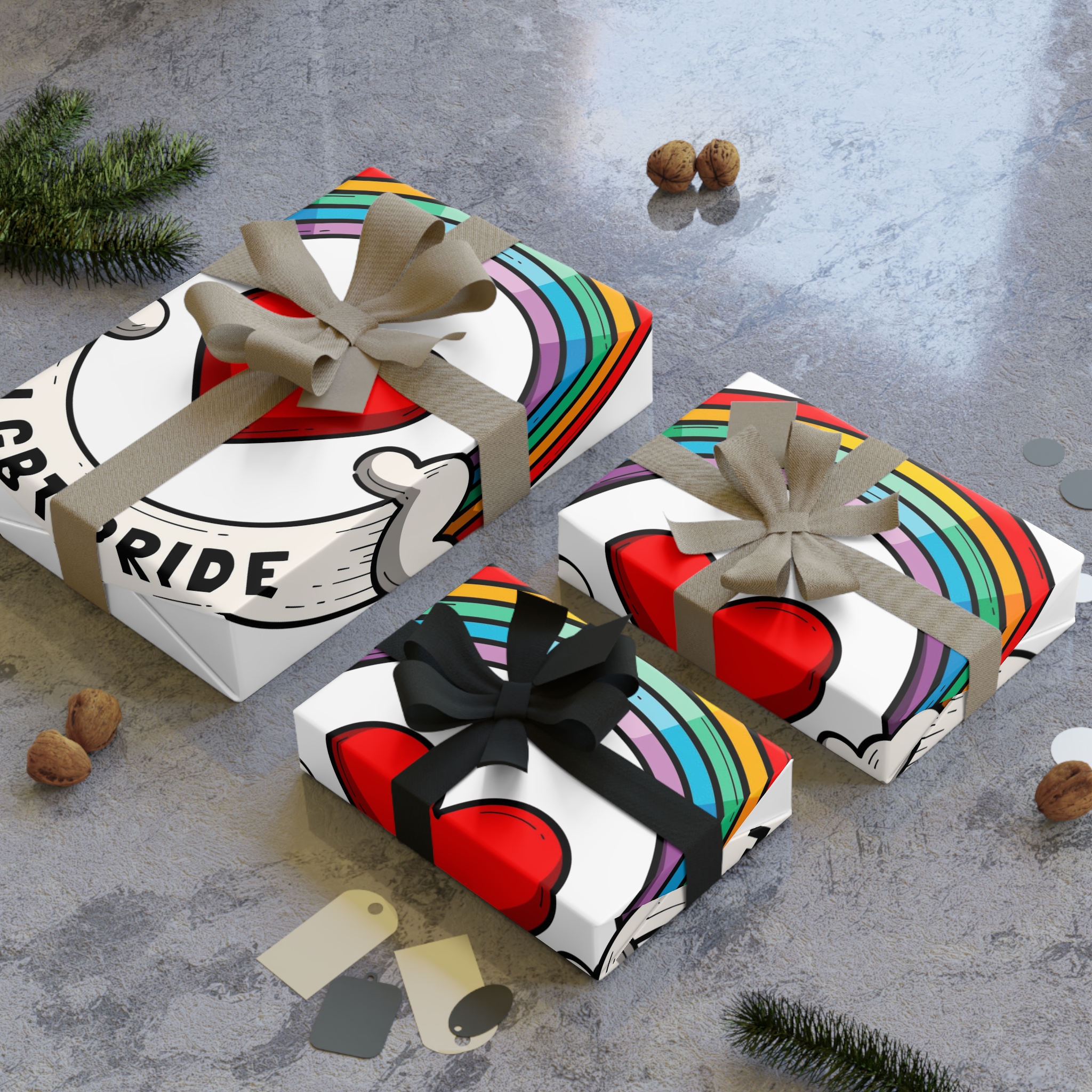 Hand Drawn Pride Month Lgbt Logo Template (1) Gift Wrapping Paper Rolls 1pc - Image 4