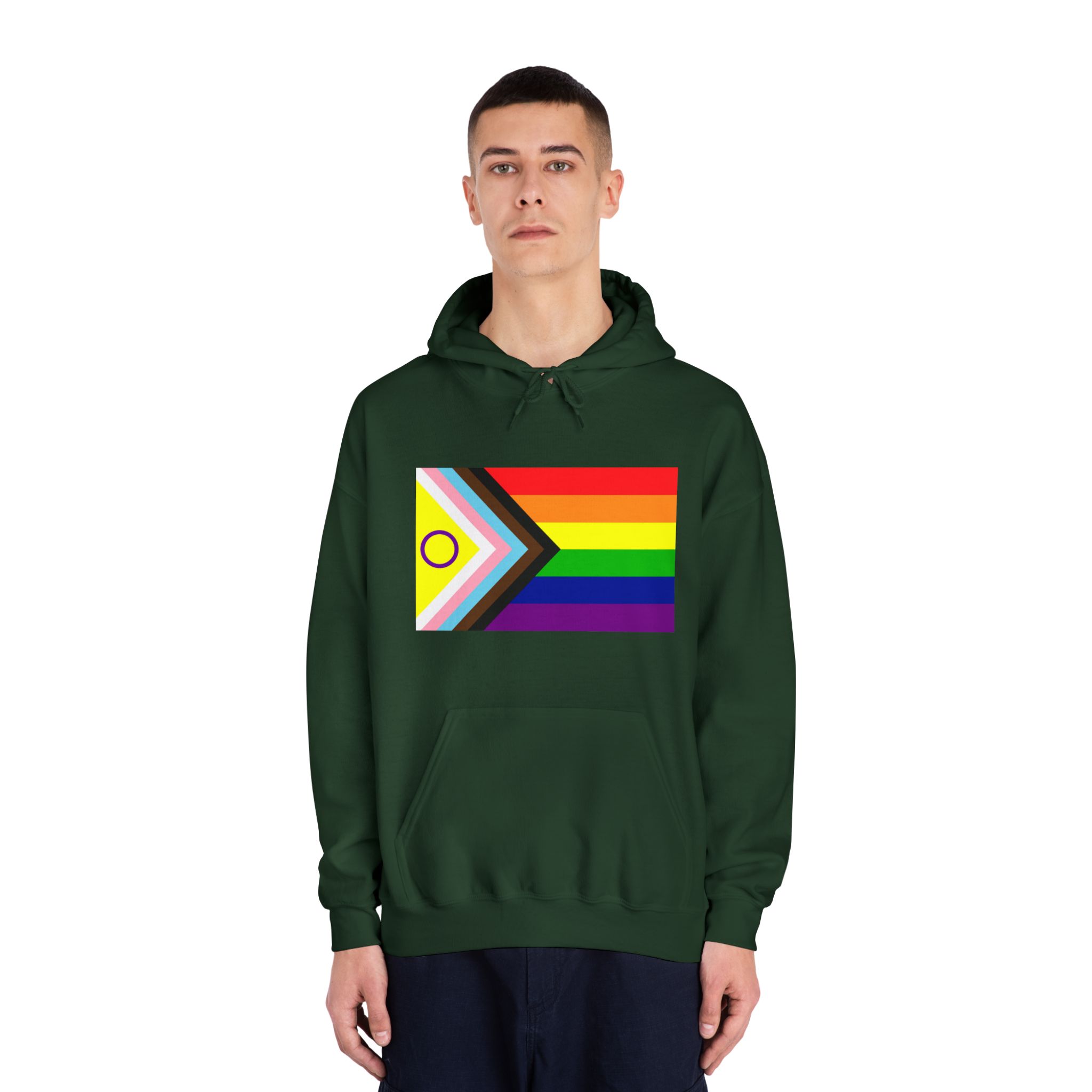 Lgbtq Pride Flag New Lgbtq Pride Flag Vector Updated Intersex Inclusive Progress Pride Flag Unisex Dryblend Hooded Sweatshirt - Image 23