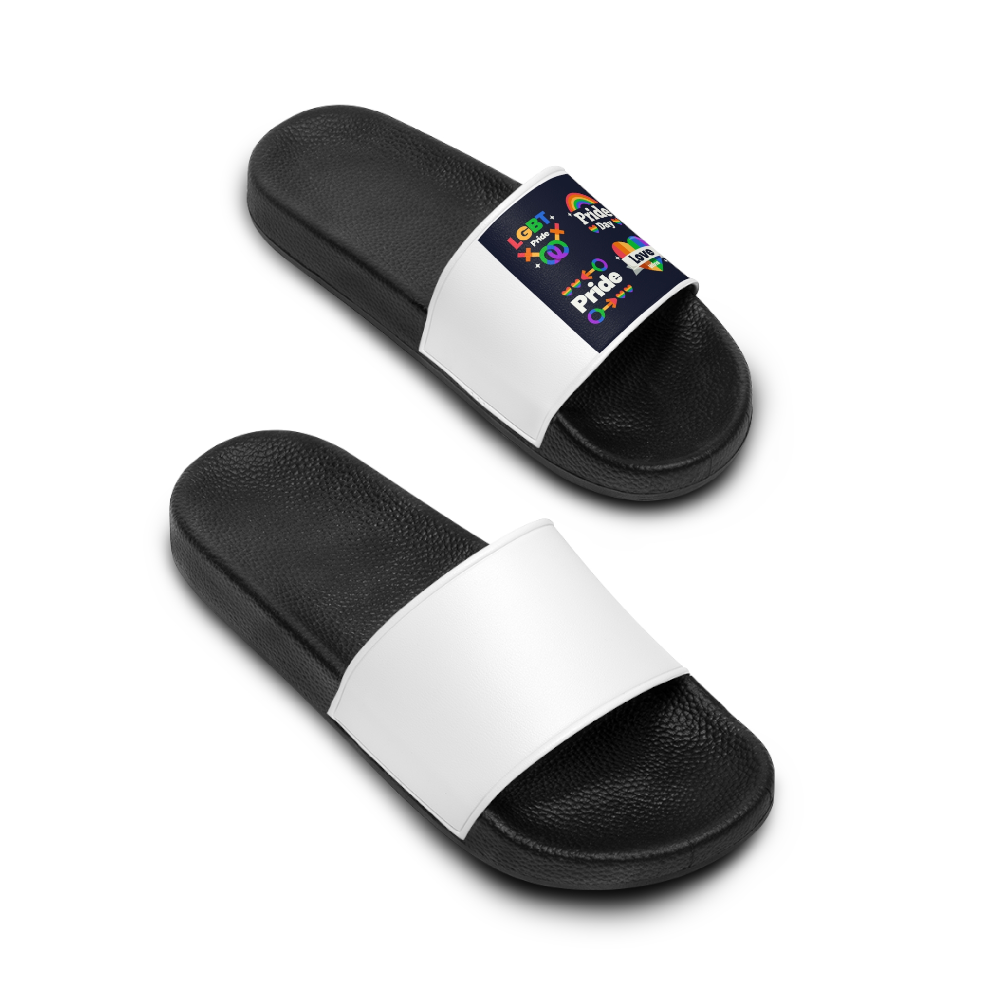 Flat Pride Day Badge Collection 3 Mens Slide Sandals - Image 4
