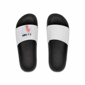 Inspirational Homosexual Pride Poster With Rainbow Heart Mens Slide Sandals