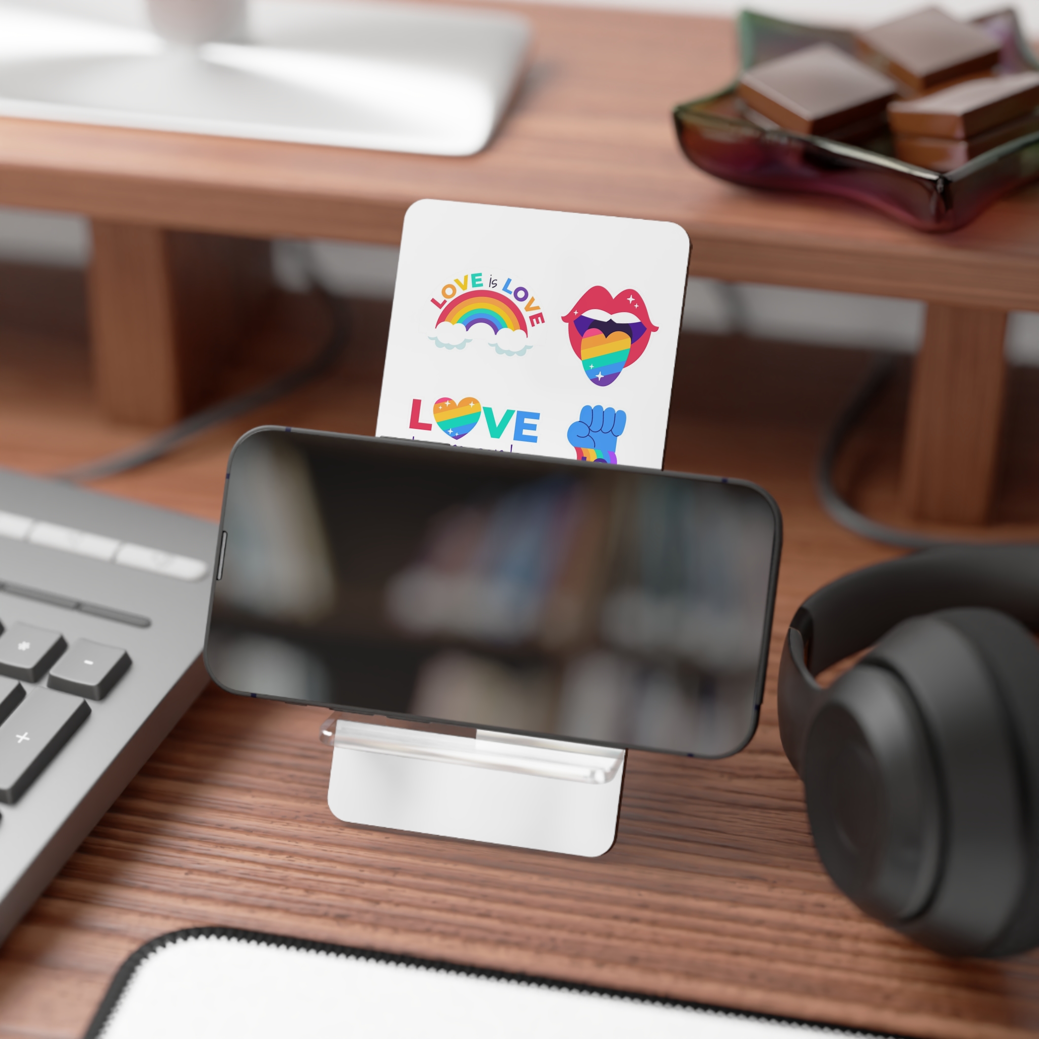 Flat Labels Collection Pride Month Celebration(2) Mobile Display Stand For Smartphones - Image 4