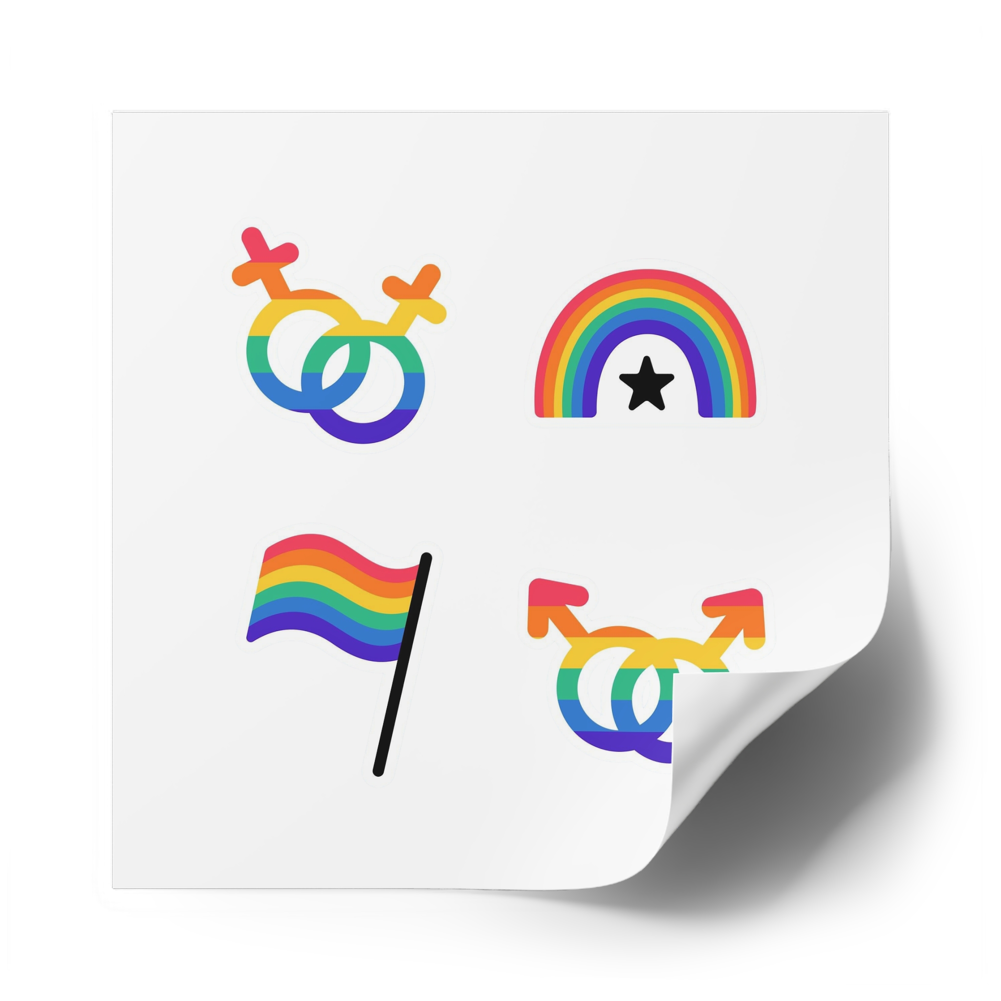 Lgbt Stickers Doodle Style Lgbtq Set Lgbt Pride Community Symbols Rainbow Colored Elements Flag Heart Rainbow Laminate Stickers Square - Image 50