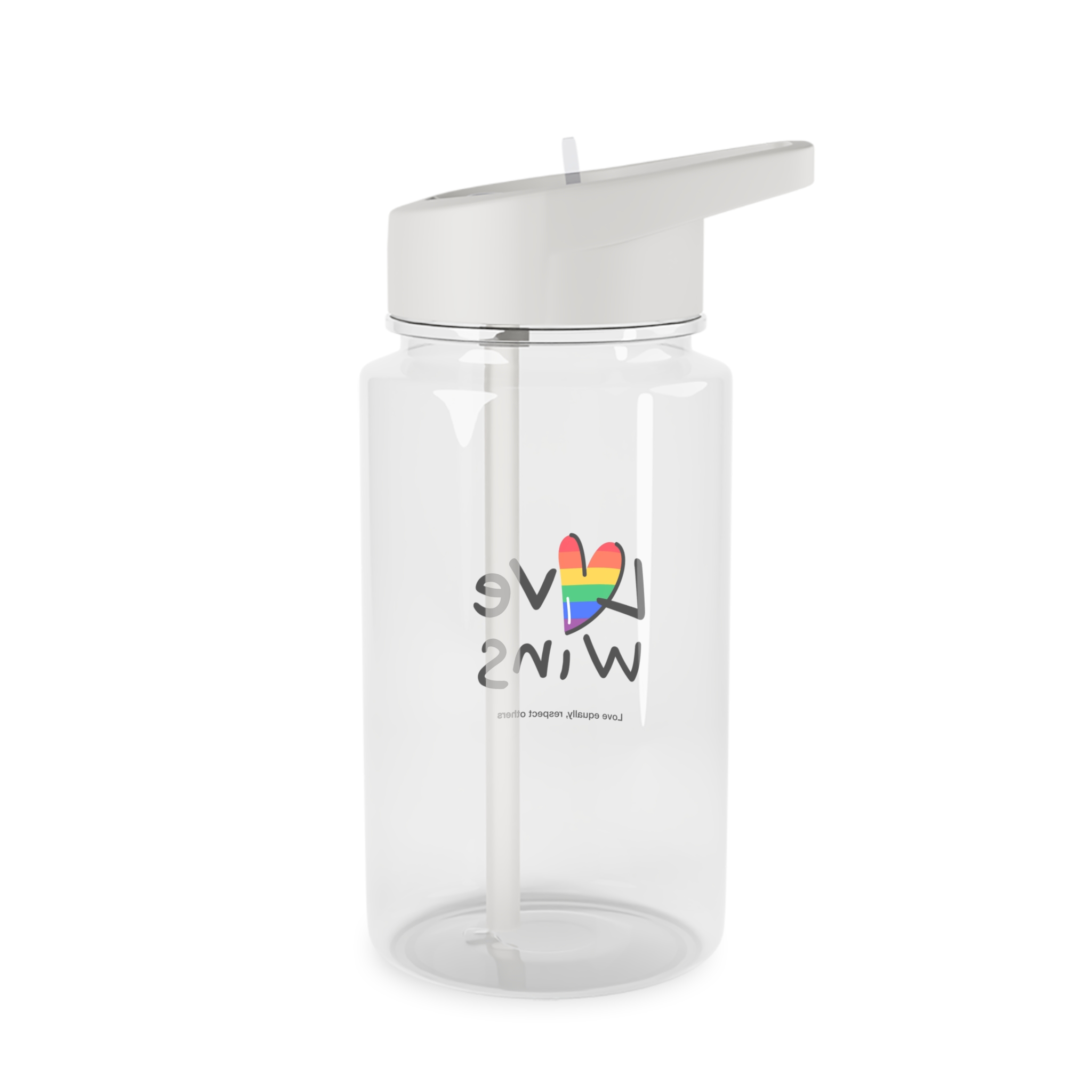 Love Letter Pride Rainbow Lettering Text Writing Pattern Freedom Love Heart Homo Colors Flag Parade(2) (1) Tritan Water Bottle - Image 2