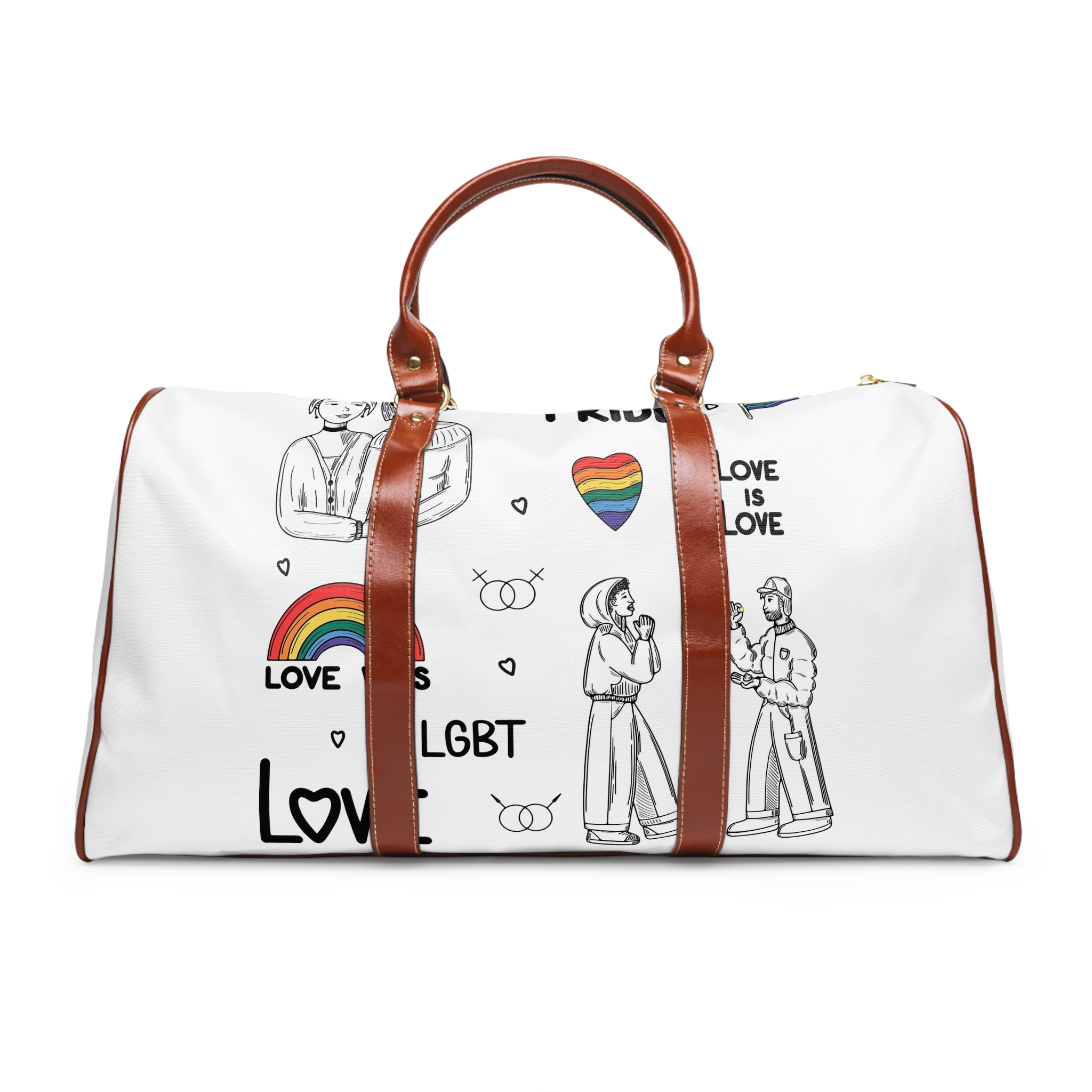 Engraving Hand Drawn Set Lgbt Elements Pride Collection Waterproof Travel Bag