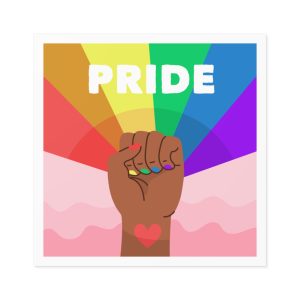 Pride Day Concept With Fist Rainbow Laminate Stickers Square