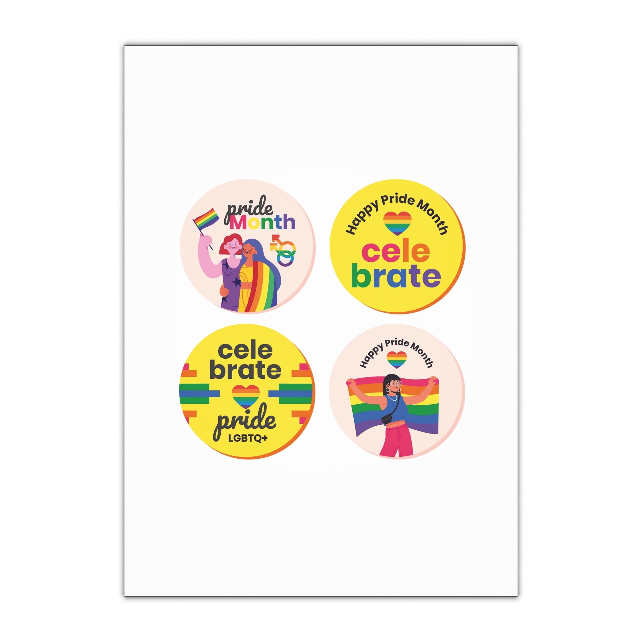 Flat Pride Month Labels Collection (1) Gift Wrapping Paper Sheets 1pc