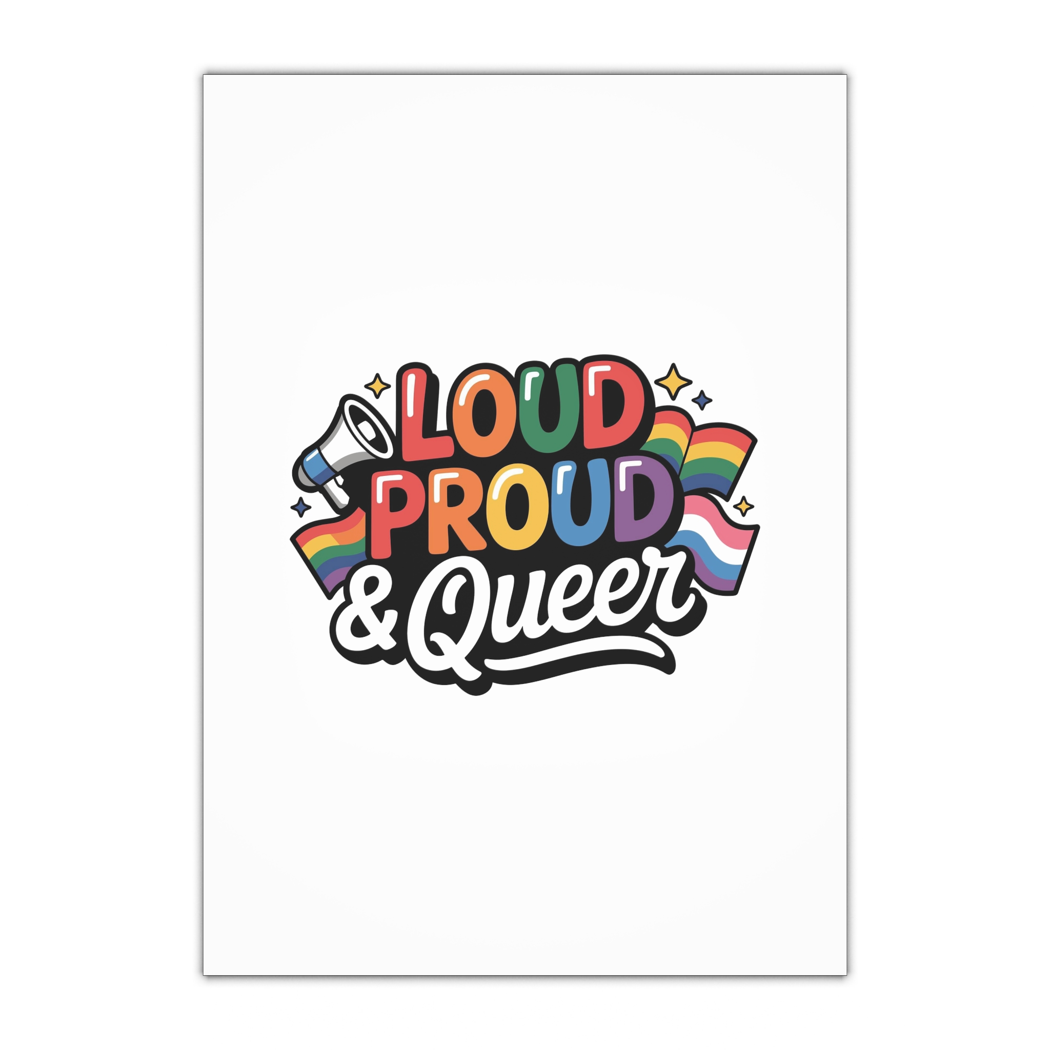 Loud Proud Queer T Shirt Design Isolated White Background 3 Gift Wrapping Paper Sheets 1pc