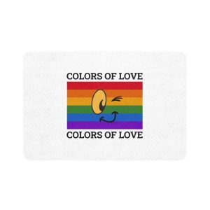 Colors Love Lgbtq Pride Month Quote Rainbow Flag Art With Smiley Face White Background Pet Food Mat 12x18