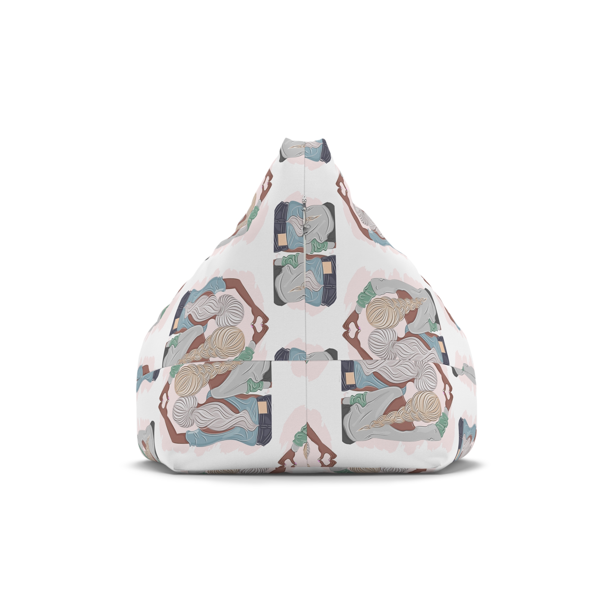 Stylish Girlfriends Two Sisters Show With Hands Heart View From Back Friendship Concept Fashion Vector Illustration Art Postcard Poster Interior Design Textile Print Bean Bag Chair Cover - Image 2