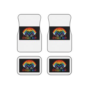 Stela Gay Skull Rainbow Gay Pride Vector T Shirt Car Mats Set Of 4