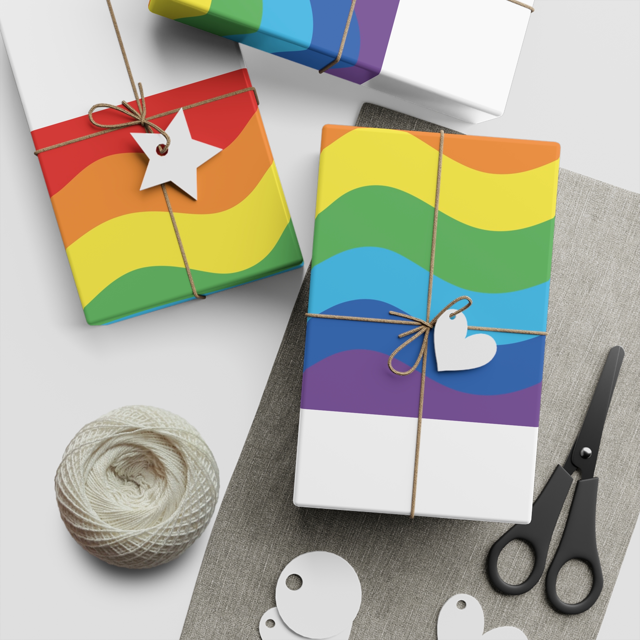 Bright Rainbow Color Waves Creating Cheerful Design Background Gift Wrapping Paper Sheets 1pc - Image 2