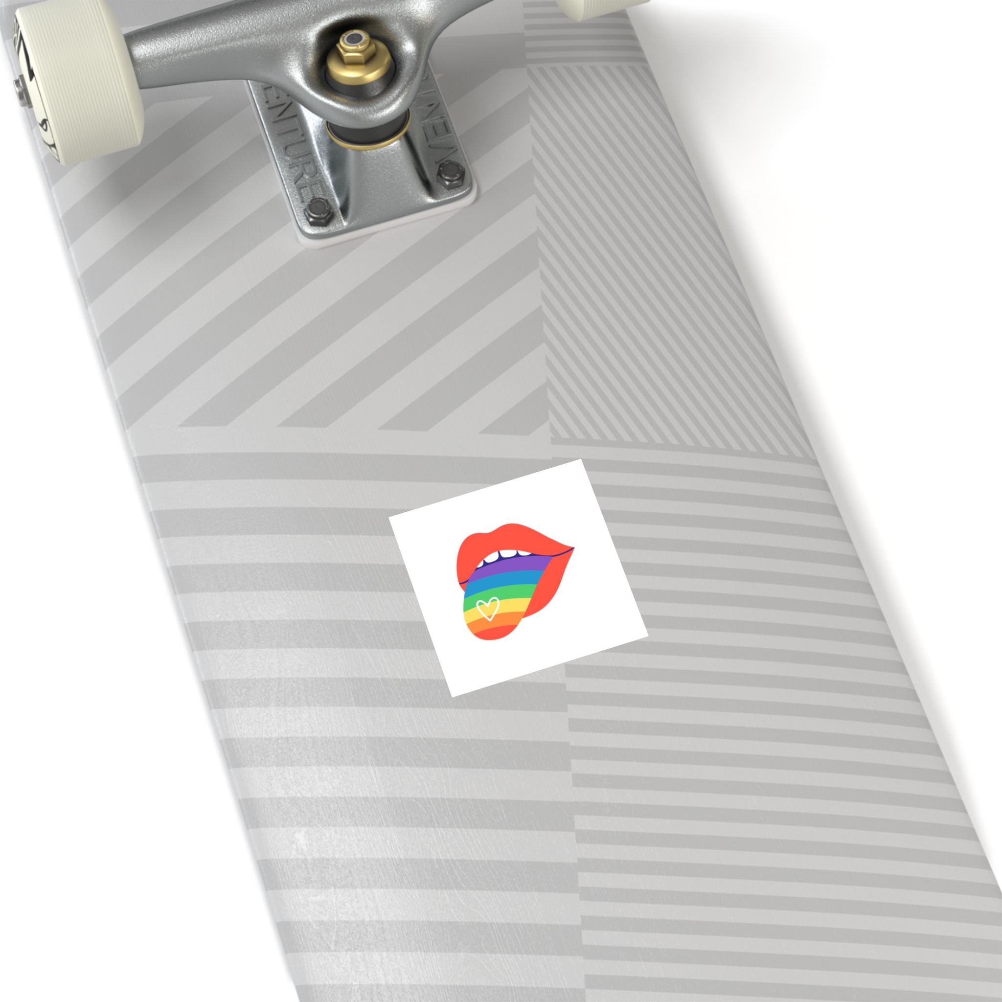 Open Red Lips With Rainbow Tongue Hand Drawn Vector Illustration Laminate Stickers Square - Image 16