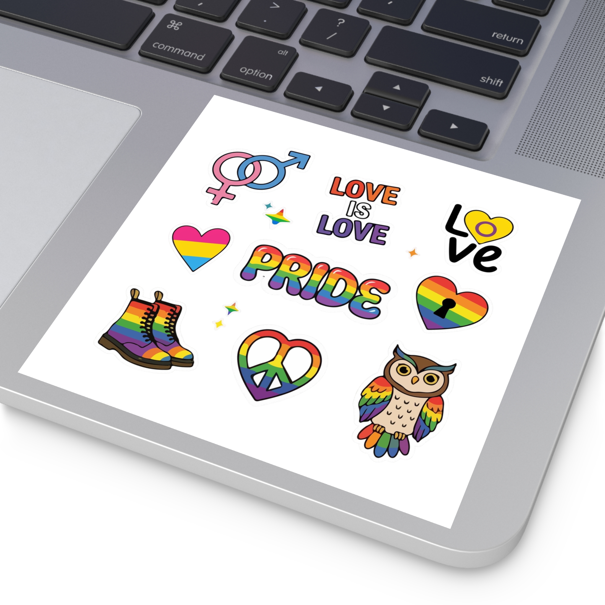 Pride Stickers Doodle Set Colorful Lgbtq Hand Drawn Icons Pack Laminate Stickers Square - Image 35