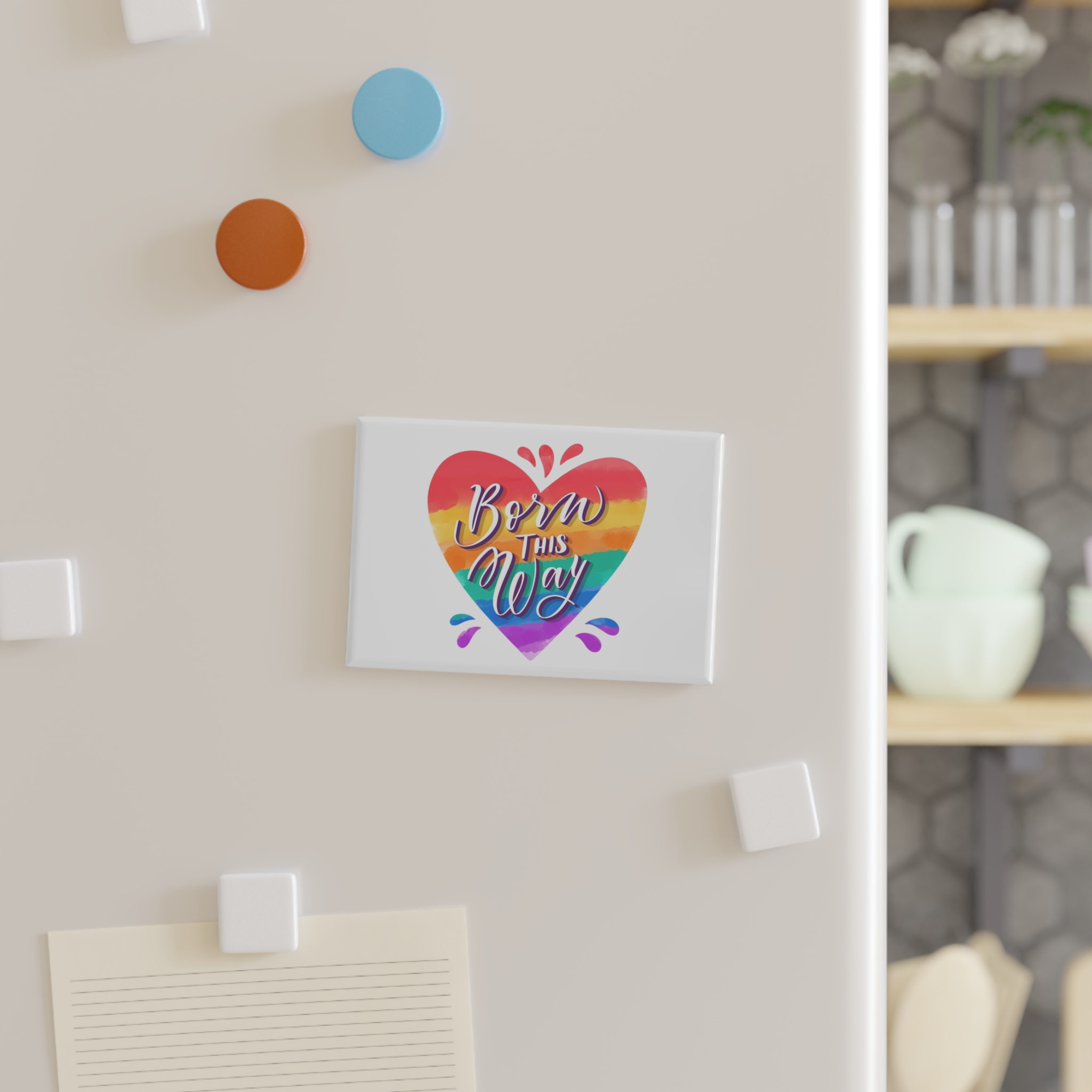 Hand Painted Watercolor Pride Day Lettering Button Magnet Rectangle 1 And 10 Pcs - Image 7