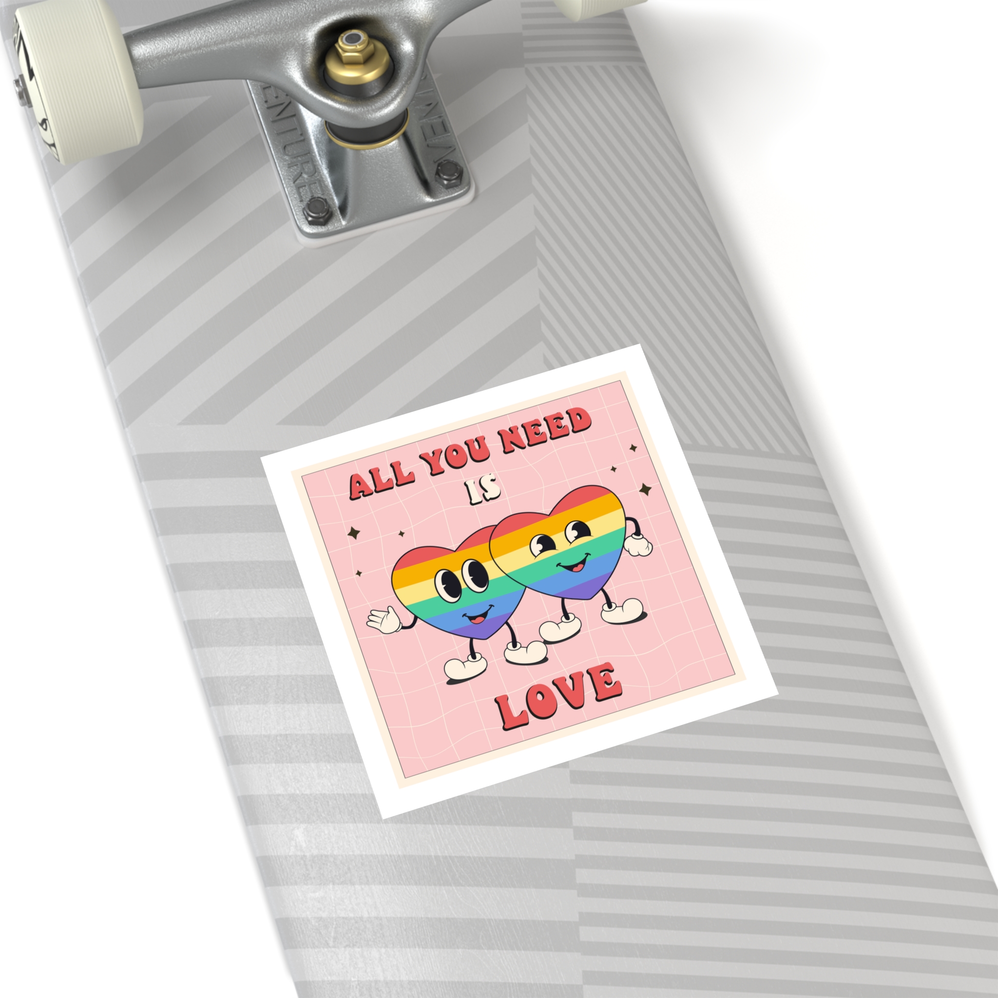 Lgbtq Pride Month Retro Groovy Poster Social Media Post Template With Rainbow Heart Laminate Stickers Square - Image 48