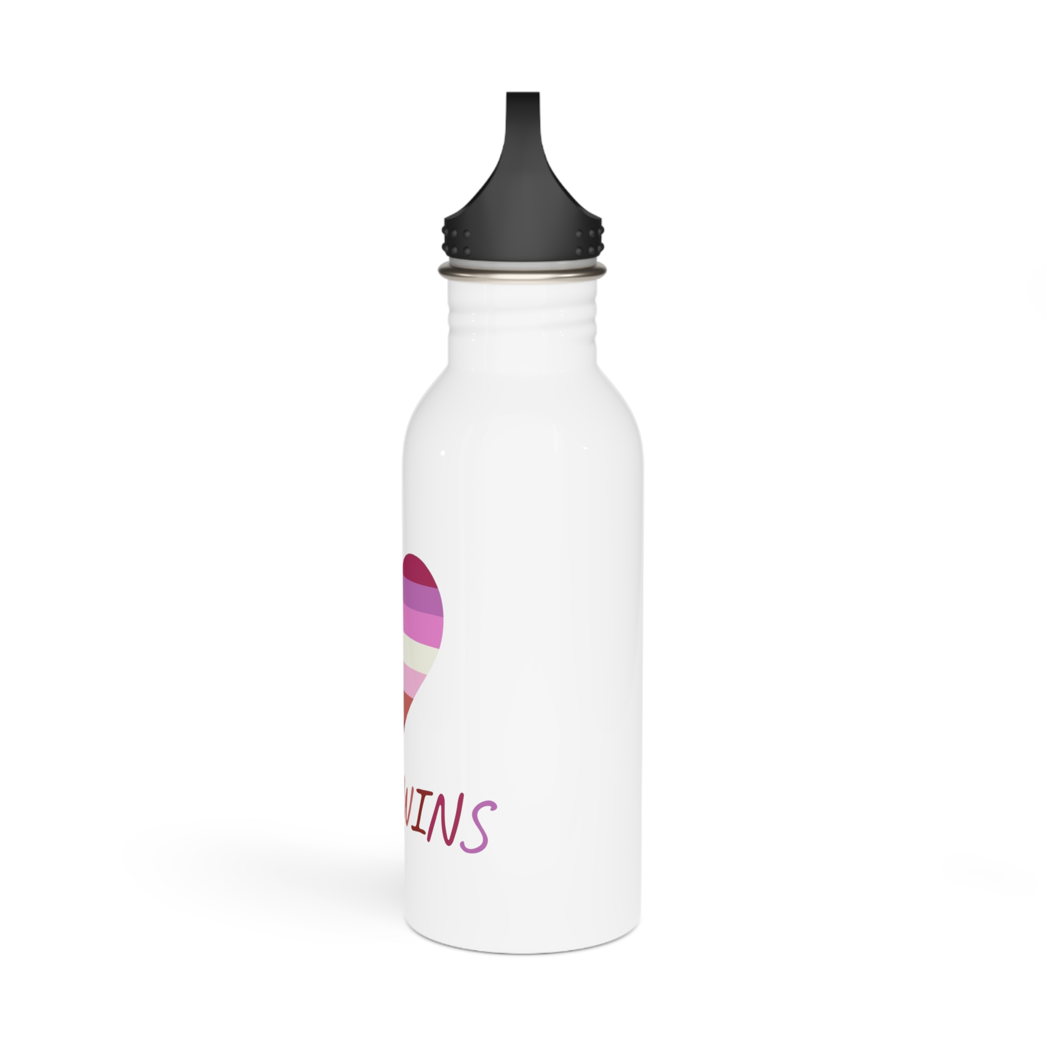 Colorful Heart Shape Lesbian Pride Flag Happy Pride Day Lgbtqia Community Pride Month Vector Hand Drawn Doodle Posters Stickers Logo Cards(2) Stainless Steel Water Bottle - Image 4