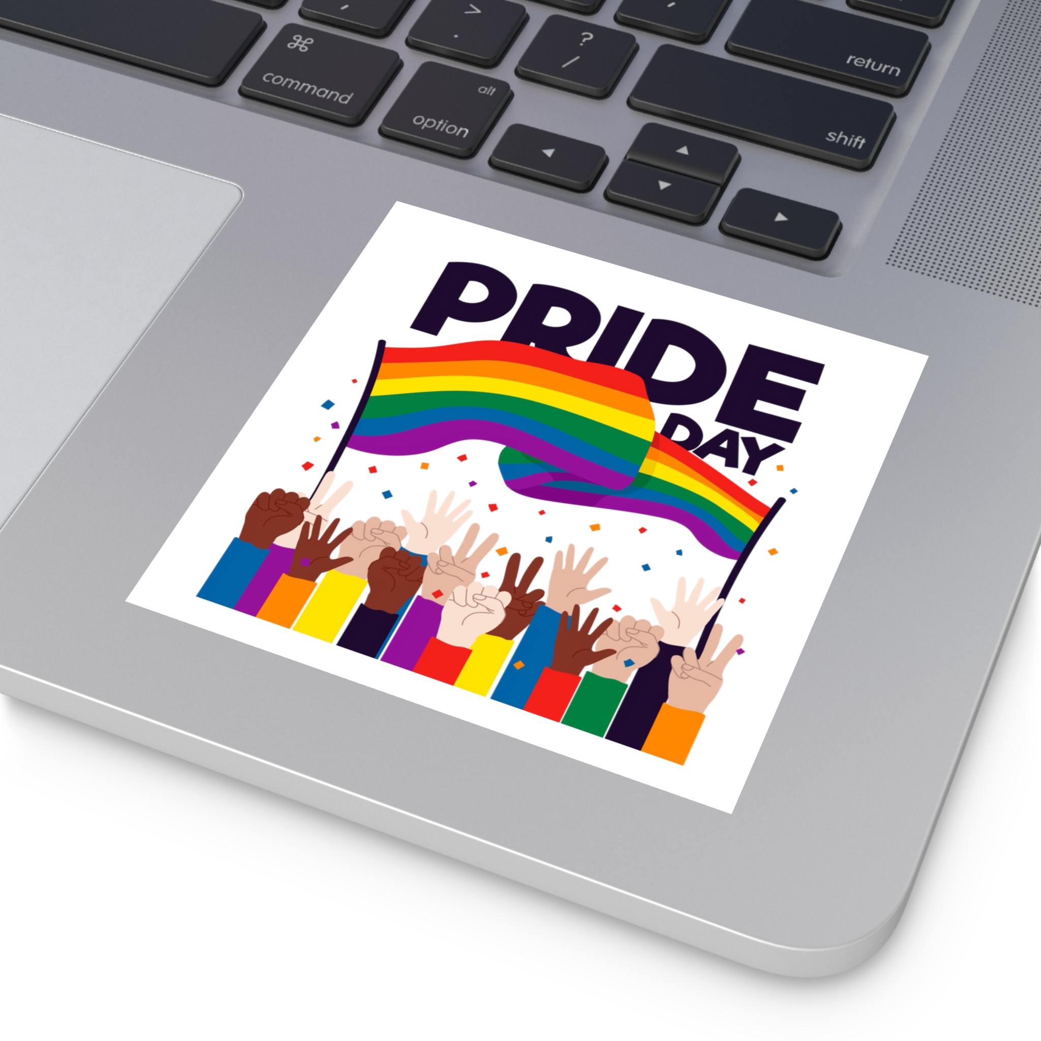 Pride Day Event With Rainbow Flag Theme Laminate Stickers Square - Image 23