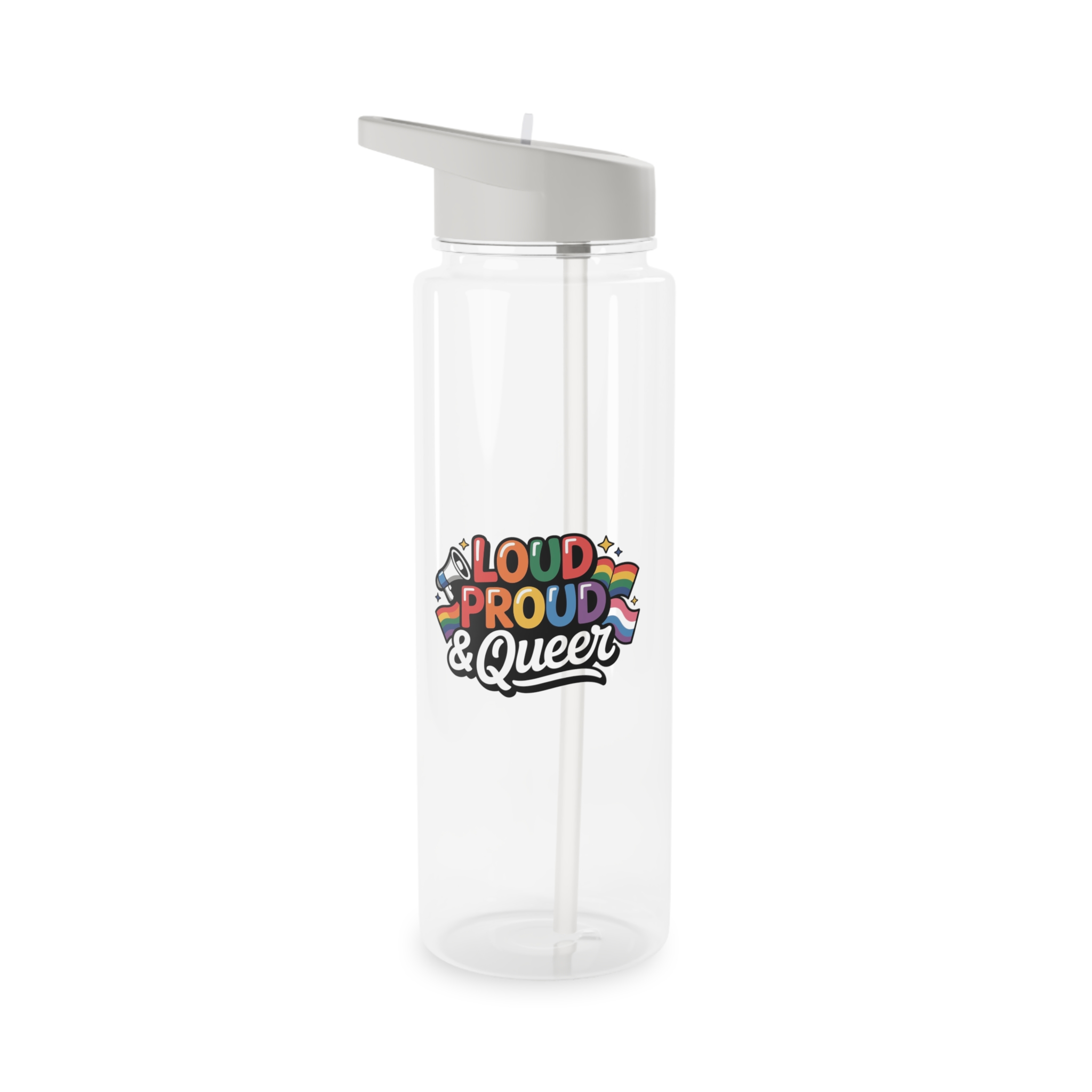 Loud Proud Queer T Shirt Design Isolated White Background 3 Tritan Water Bottle - Image 5
