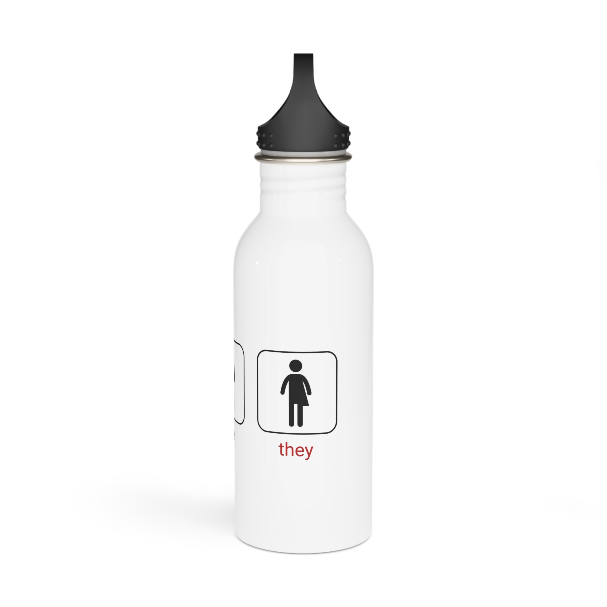 Gender Neutral Toilet Sign Concept Set Word They Written With Red Marker Male Female Unisex Stainless Steel Water Bottle - Image 4