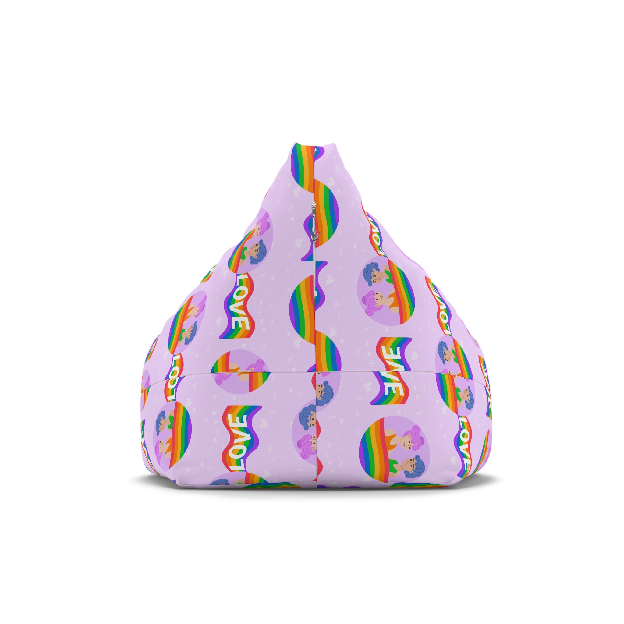 Joyful Group Holding Waving Pride Flag Bean Bag Chair Cover - Image 2